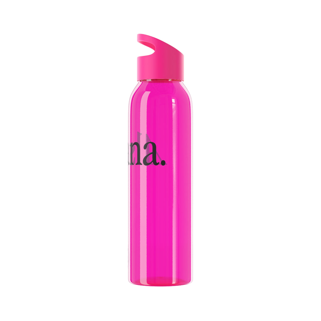 Sky Water Bottle — Minimal Clear Bottle with Subtle Script Accent