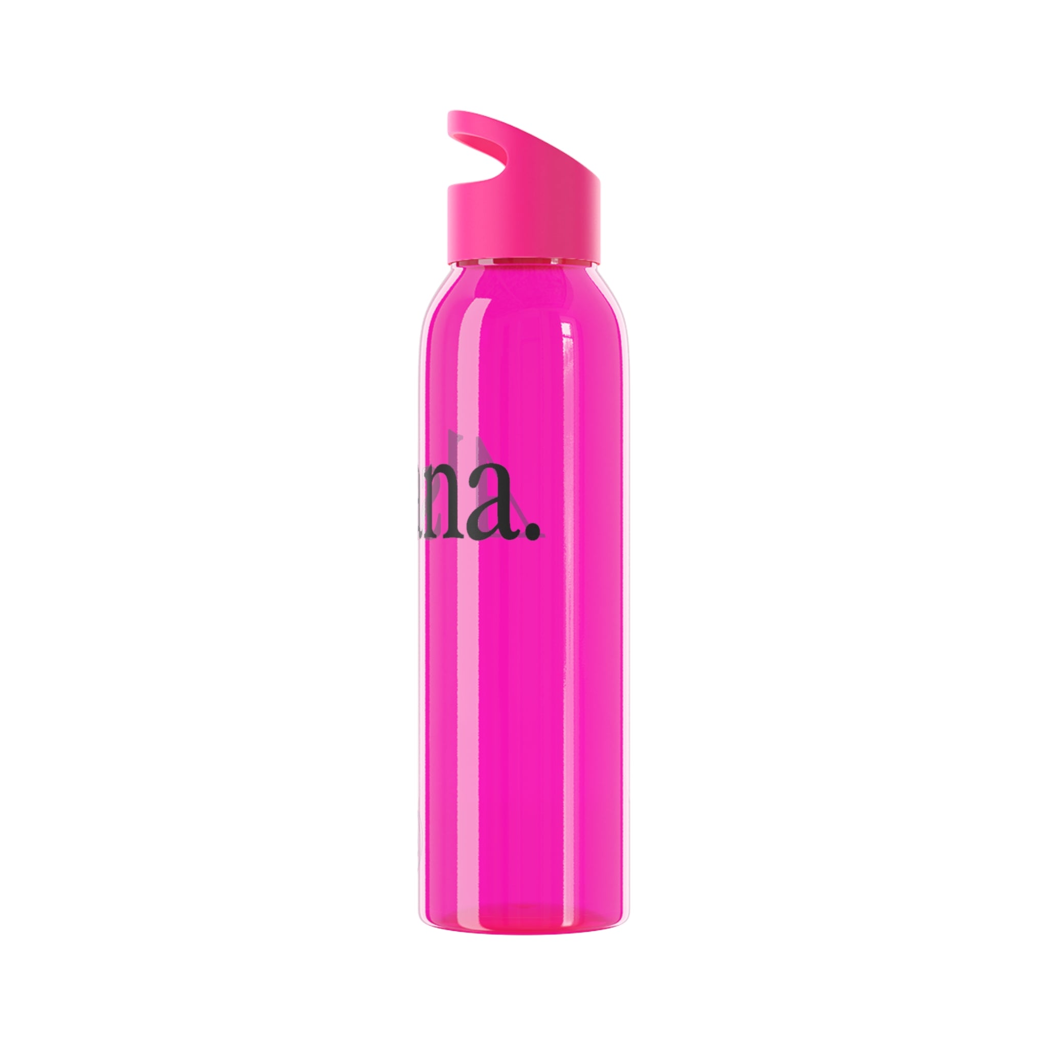Sky Water Bottle — Minimal Clear Bottle with Subtle Script Accent