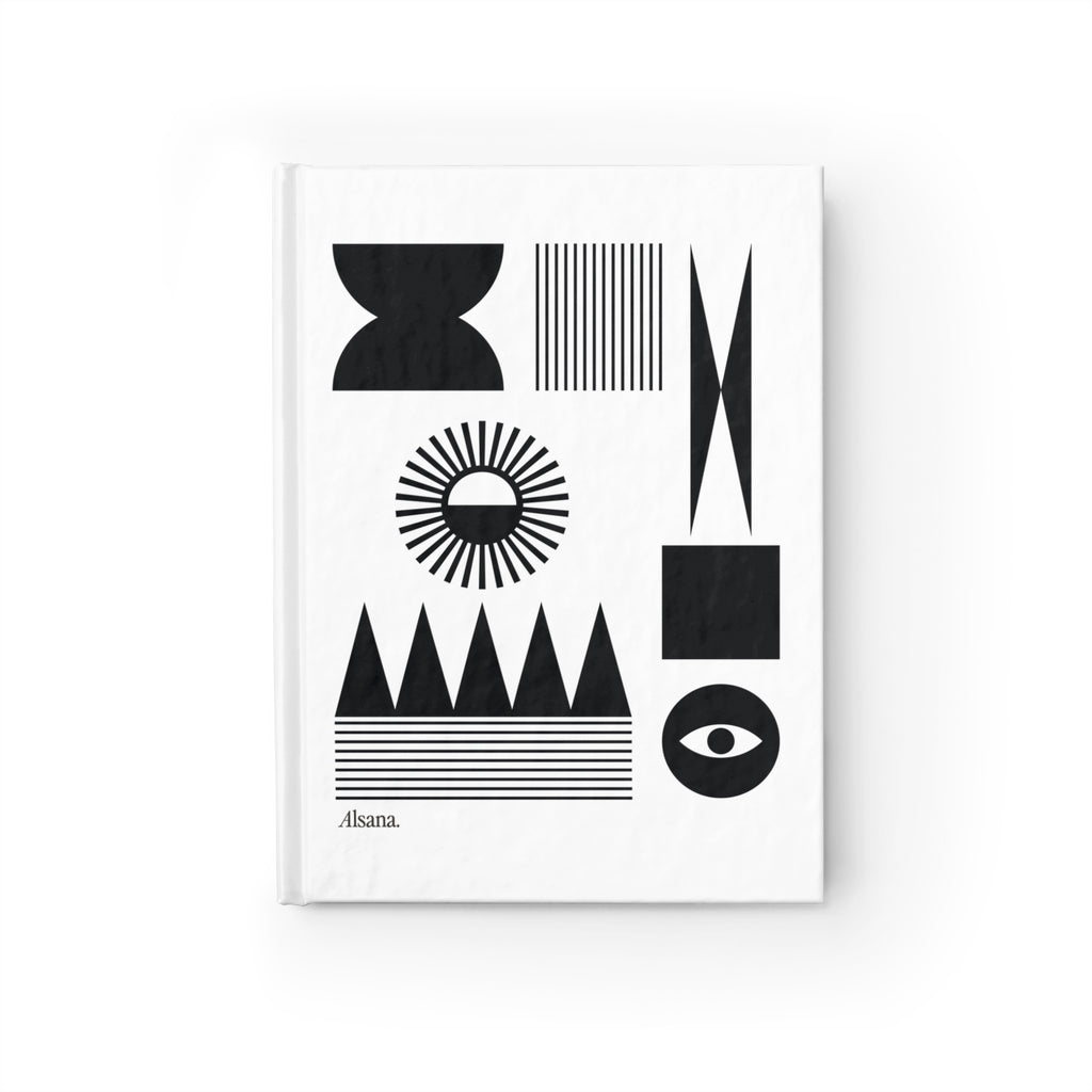 Minimalist Geometric Journal – Black Shapes Ruled Notebook