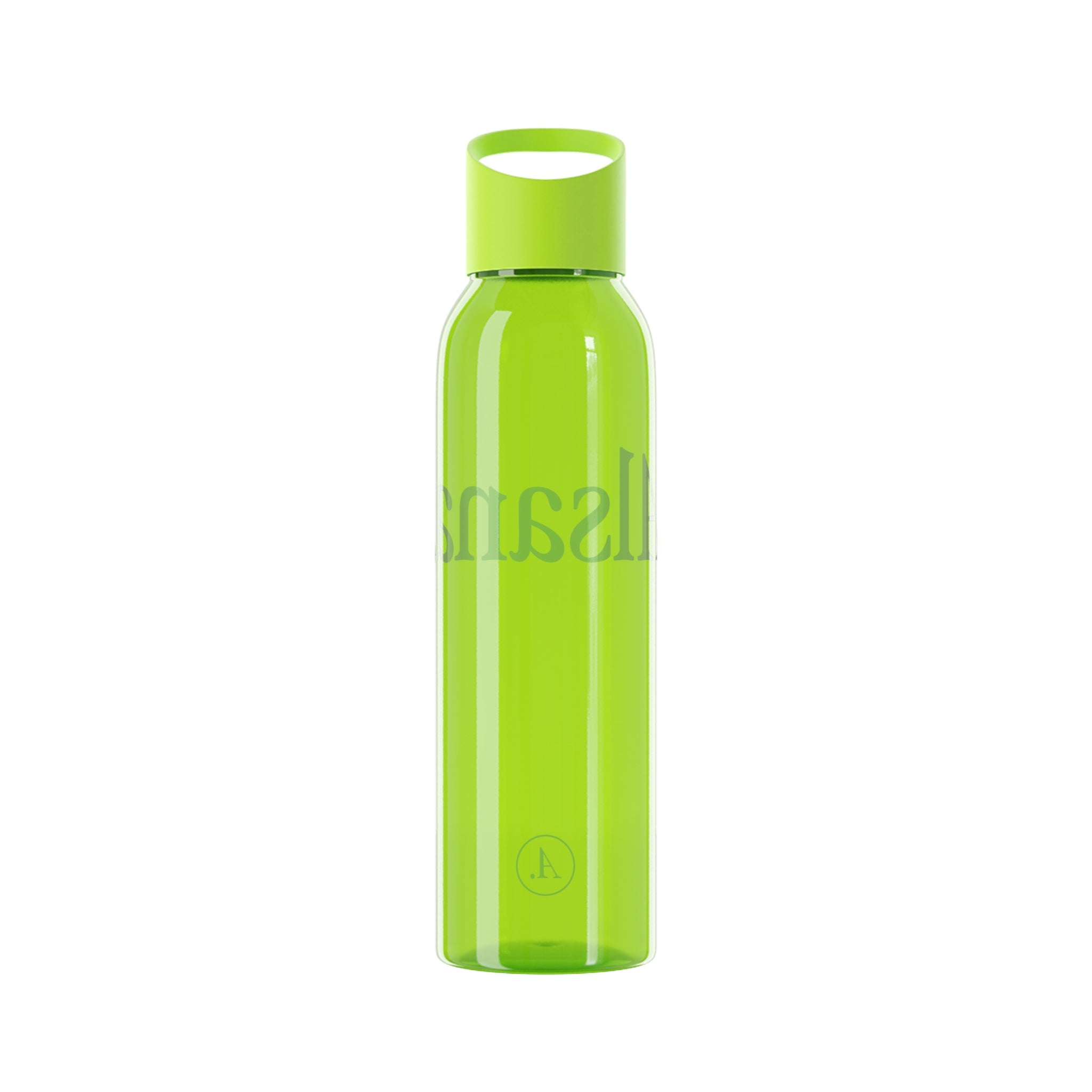 Sky Water Bottle — Minimal Clear Bottle with Subtle Script Accent