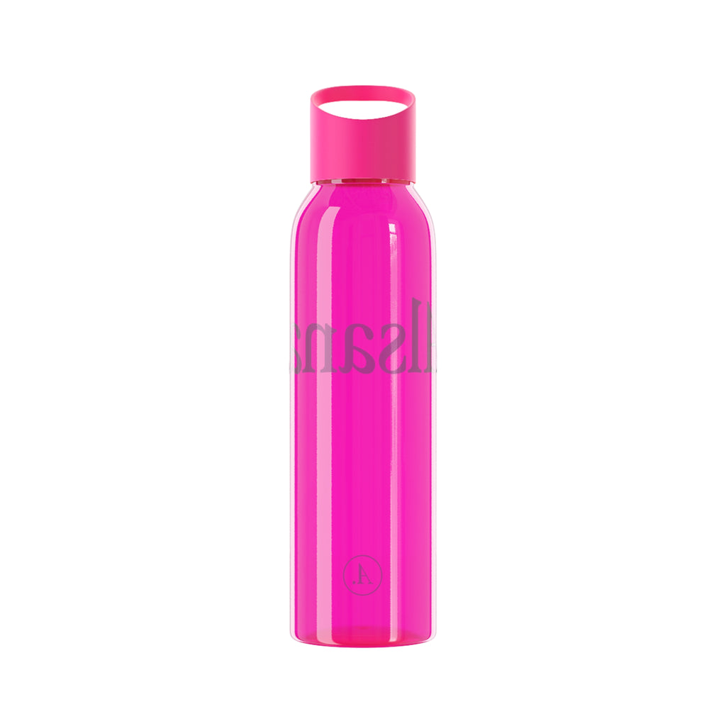 Sky Water Bottle — Minimal Clear Bottle with Subtle Script Accent