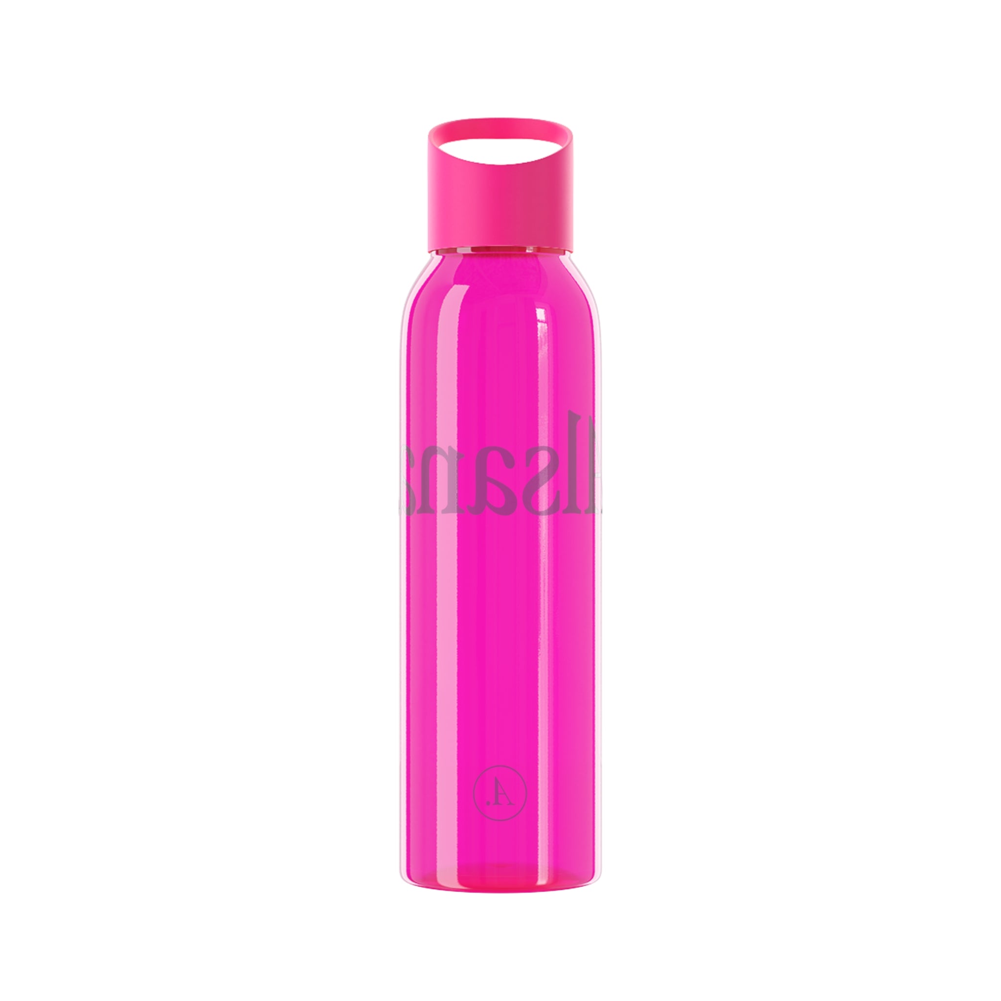 Sky Water Bottle — Minimal Clear Bottle with Subtle Script Accent