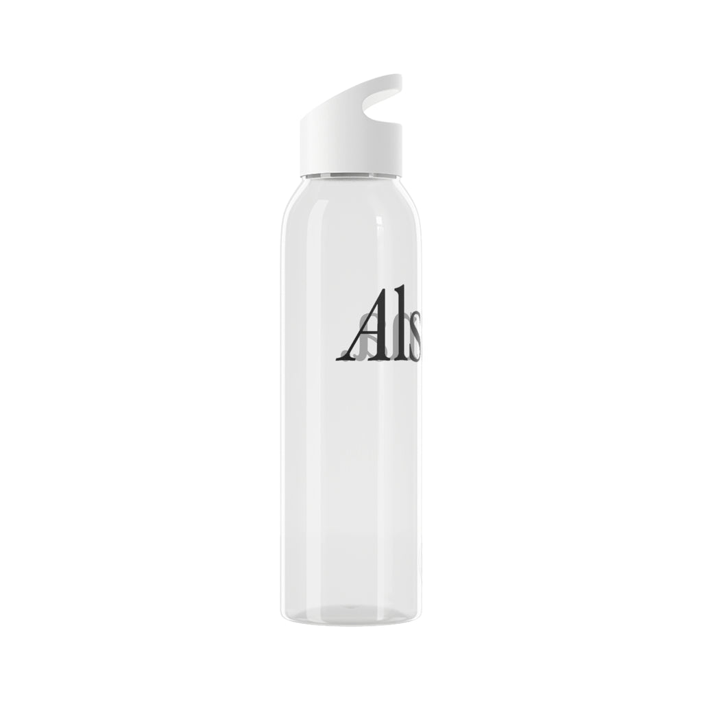 Sky Water Bottle — Minimal Clear Bottle with Subtle Script Accent