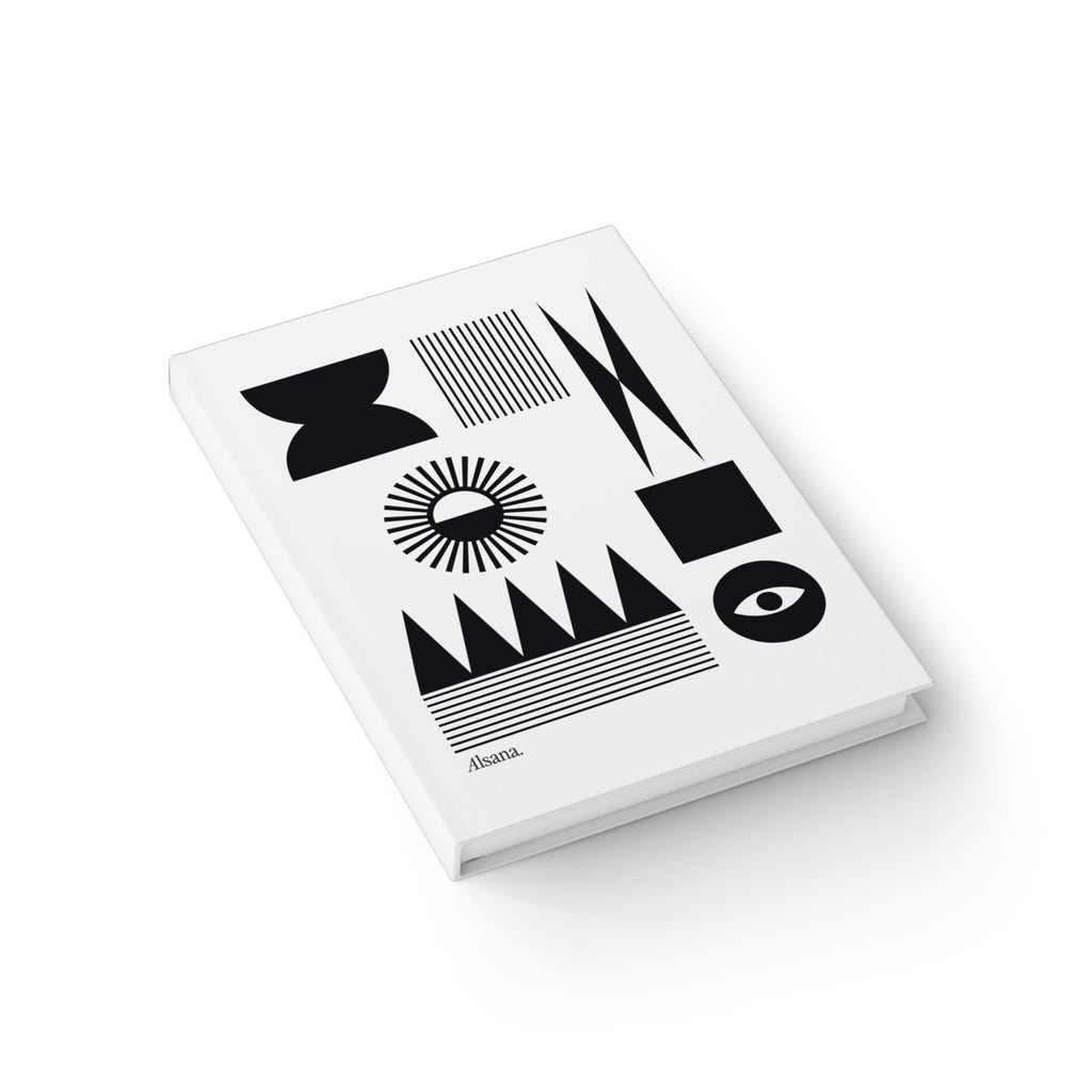 Minimalist Geometric Journal – Black Shapes Ruled Notebook