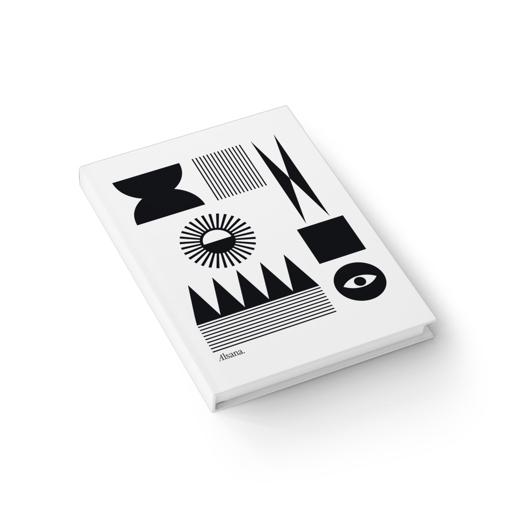 Minimalist Geometric Journal – Black Shapes Ruled Notebook