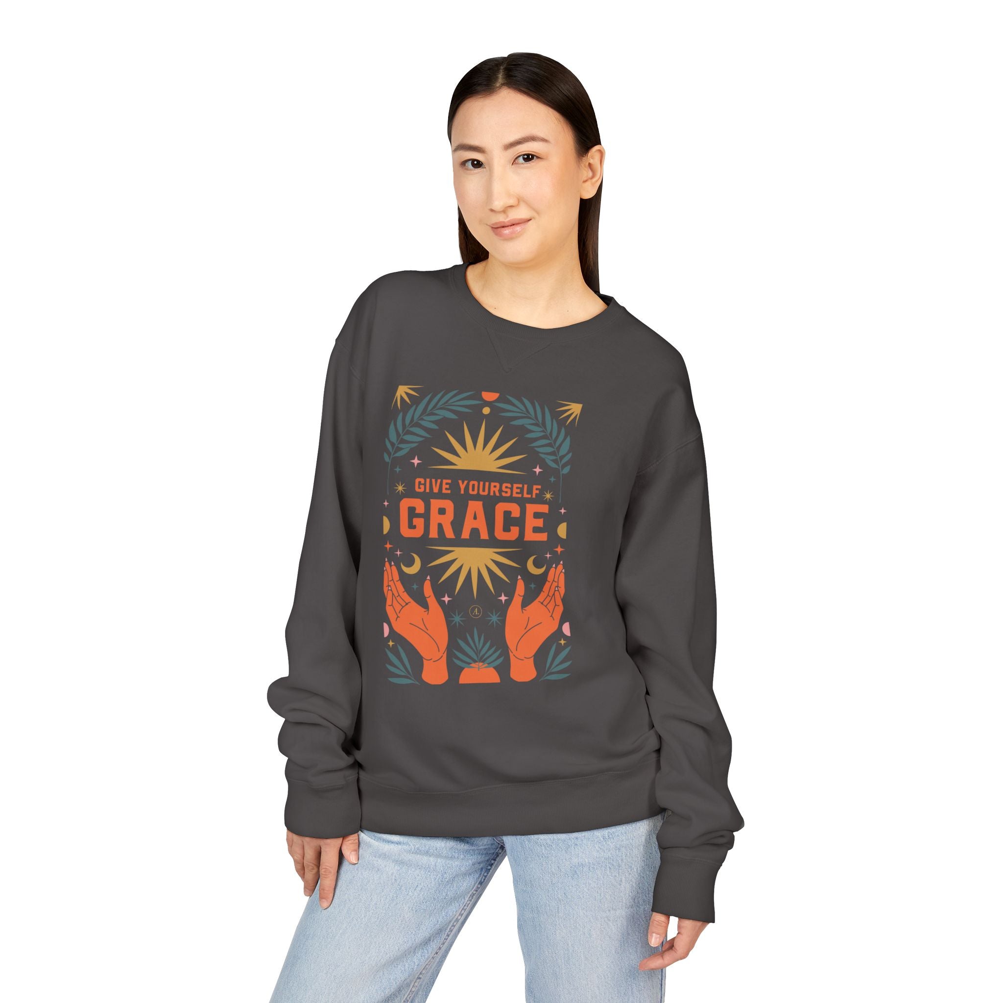 Grace Graphic Sweatshirt — Inspirational Hands & Sun Crewneck