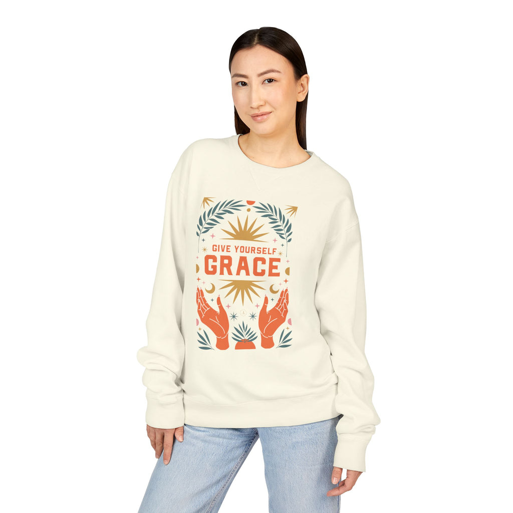 Grace Graphic Sweatshirt — Inspirational Hands & Sun Crewneck