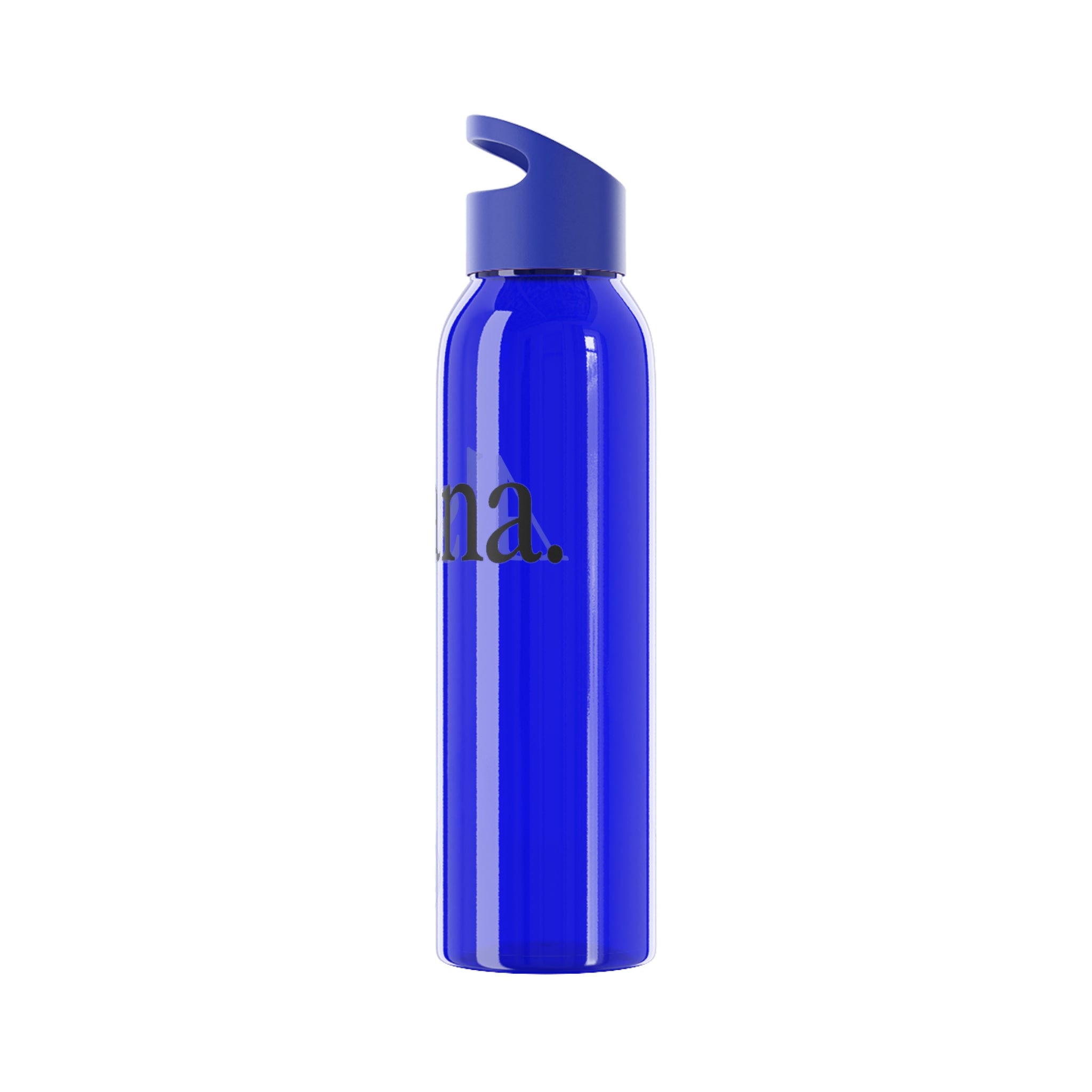Sky Water Bottle — Minimal Clear Bottle with Subtle Script Accent