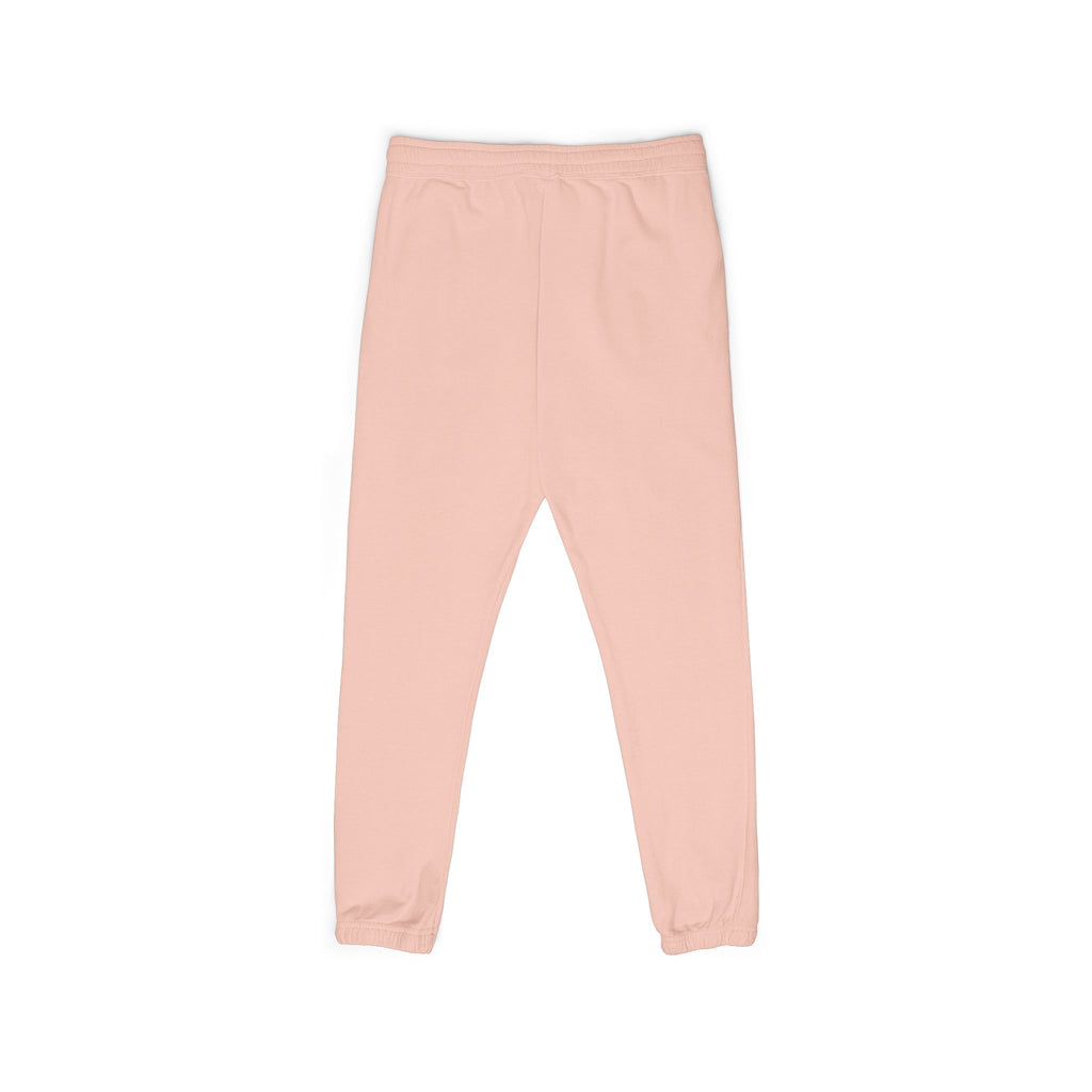 Embroidered Pink Flower Sweatpants — Cozy Garment-Dyed Fleece Joggers