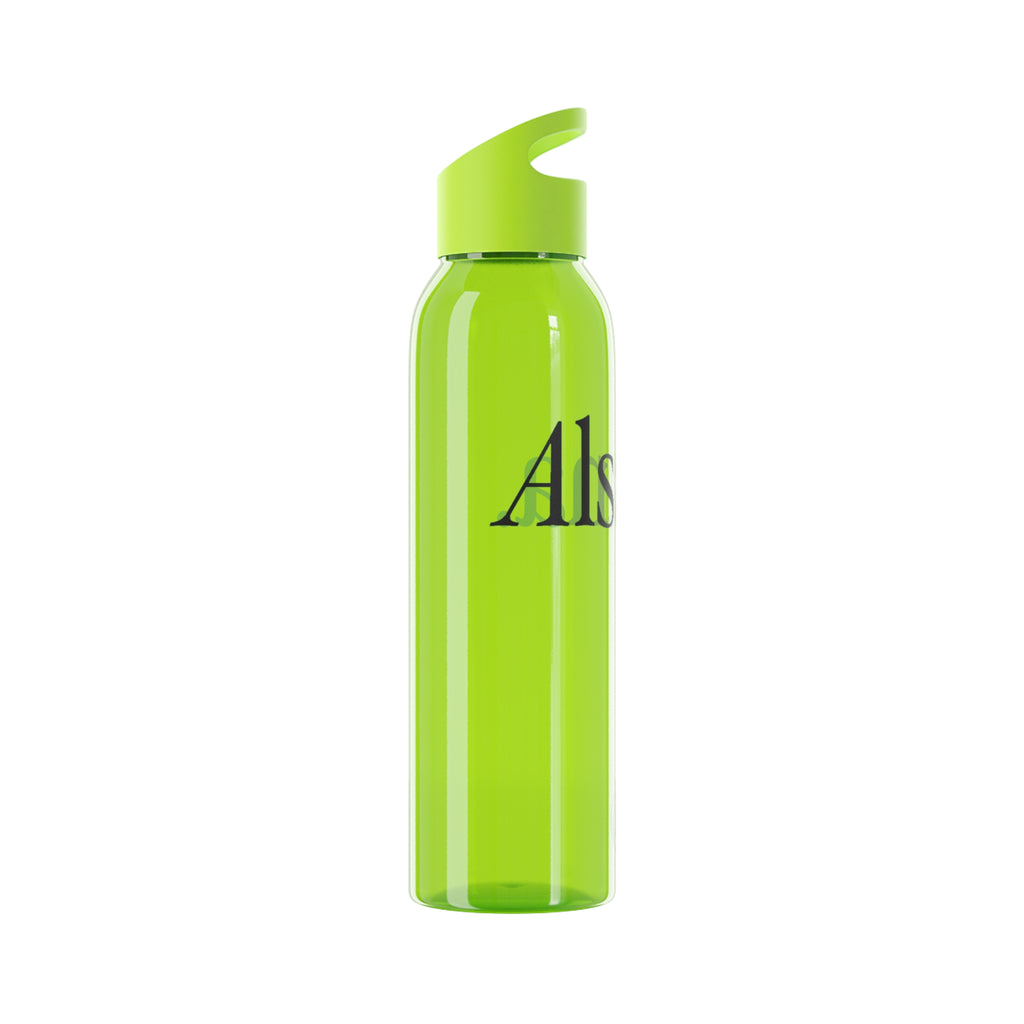 Sky Water Bottle — Minimal Clear Bottle with Subtle Script Accent