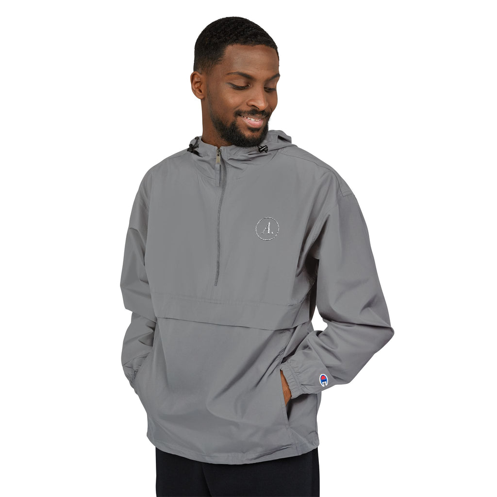 Packable Orange Anorak Jacket – Lightweight Hooded Windbreaker with Subtle Chest Logo