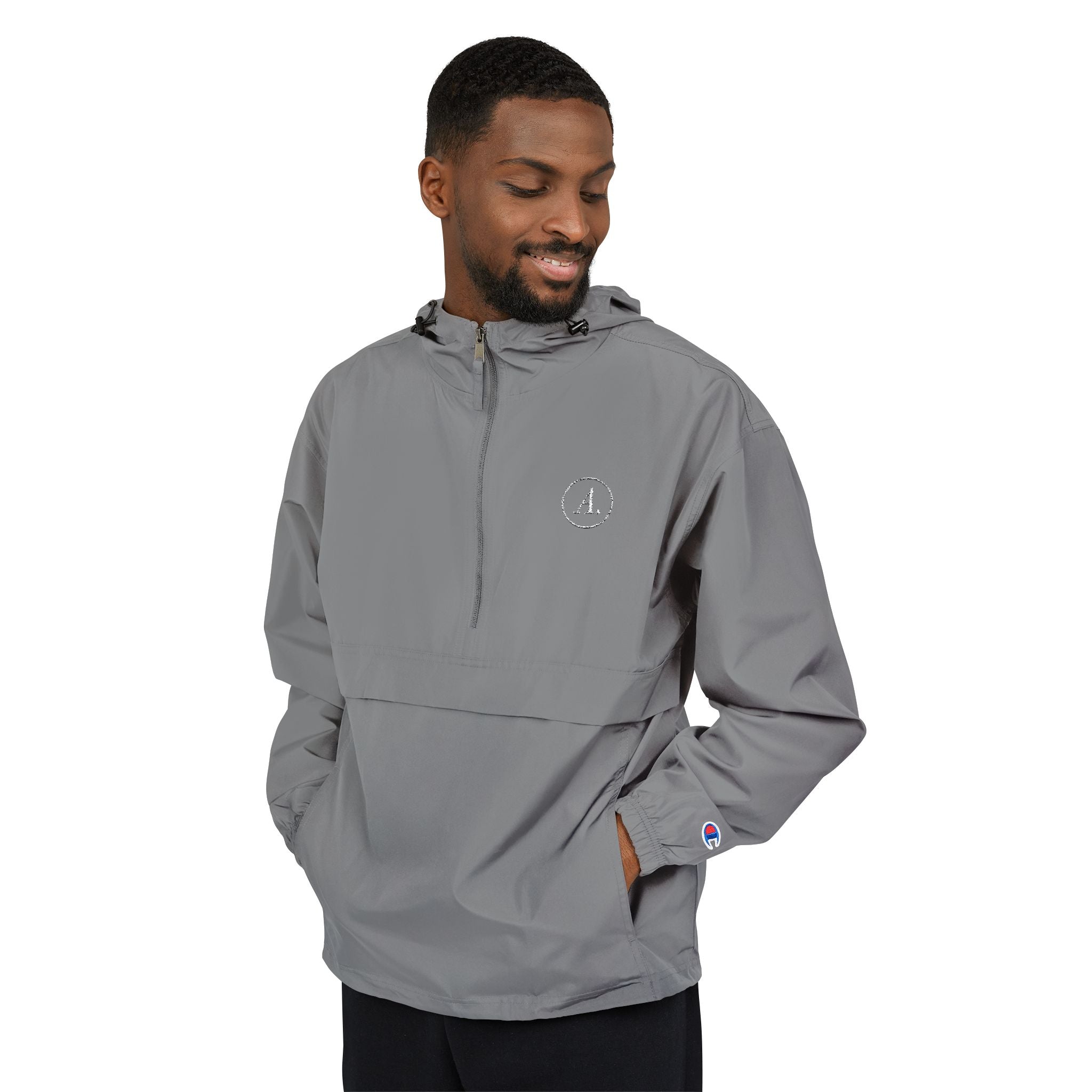 Packable Orange Anorak Jacket – Lightweight Hooded Windbreaker with Subtle Chest Logo