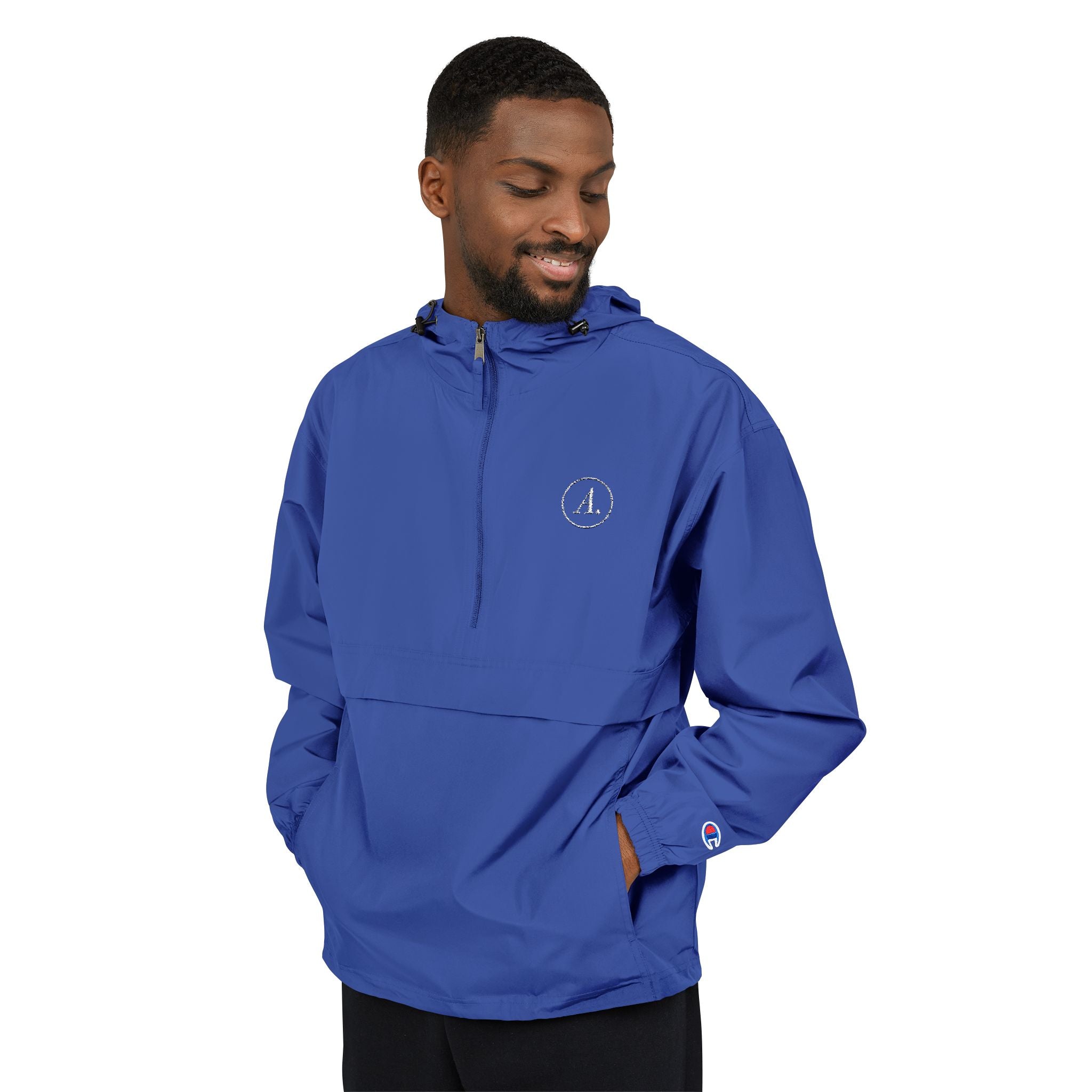 Packable Orange Anorak Jacket – Lightweight Hooded Windbreaker with Subtle Chest Logo