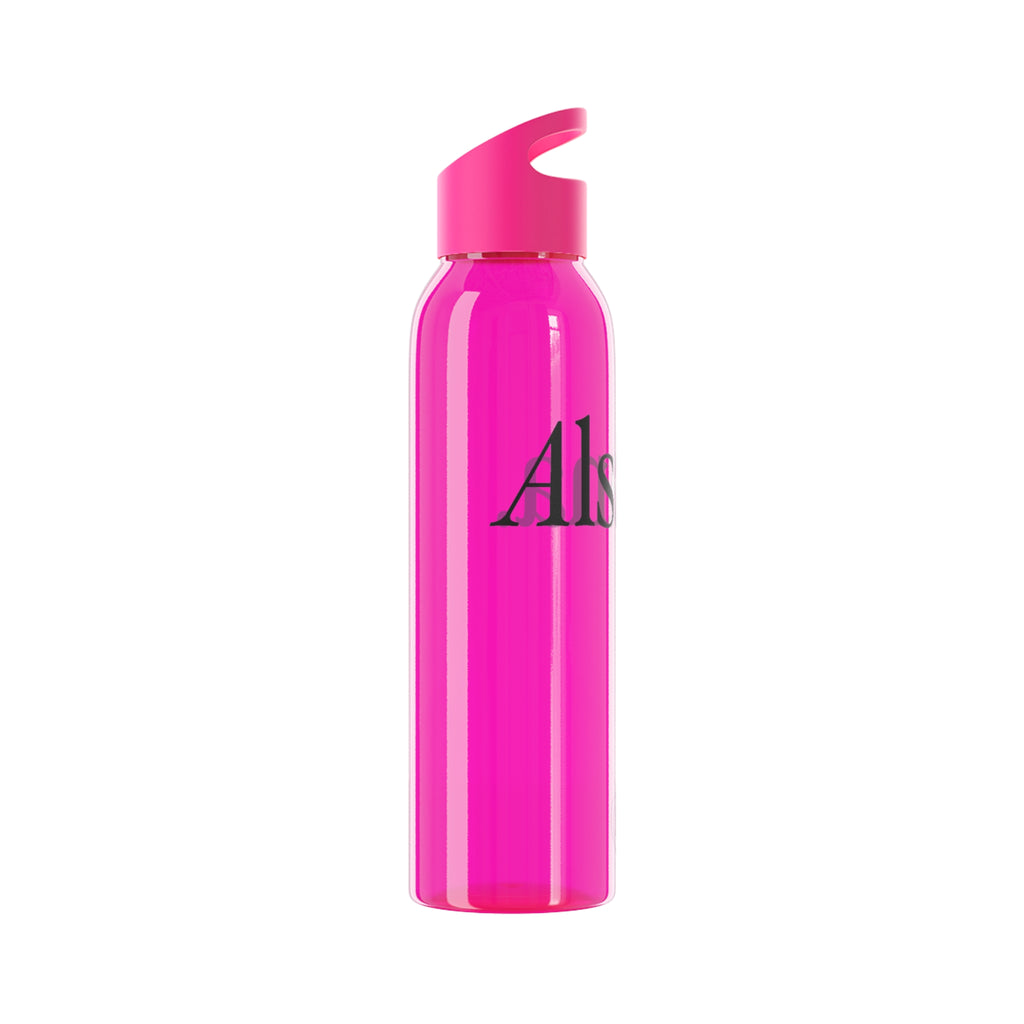 Sky Water Bottle — Minimal Clear Bottle with Subtle Script Accent
