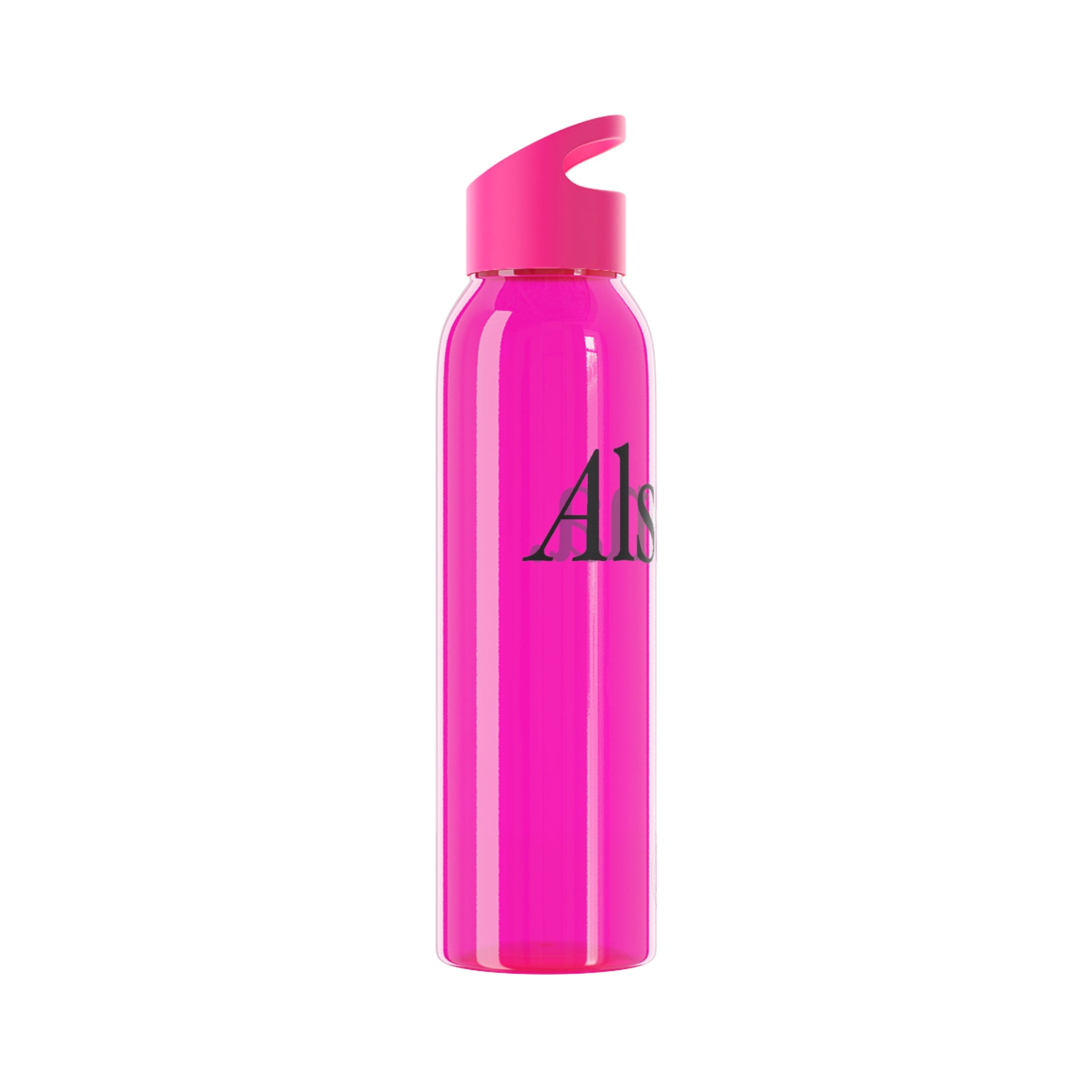 Sky Water Bottle — Minimal Clear Bottle with Subtle Script Accent