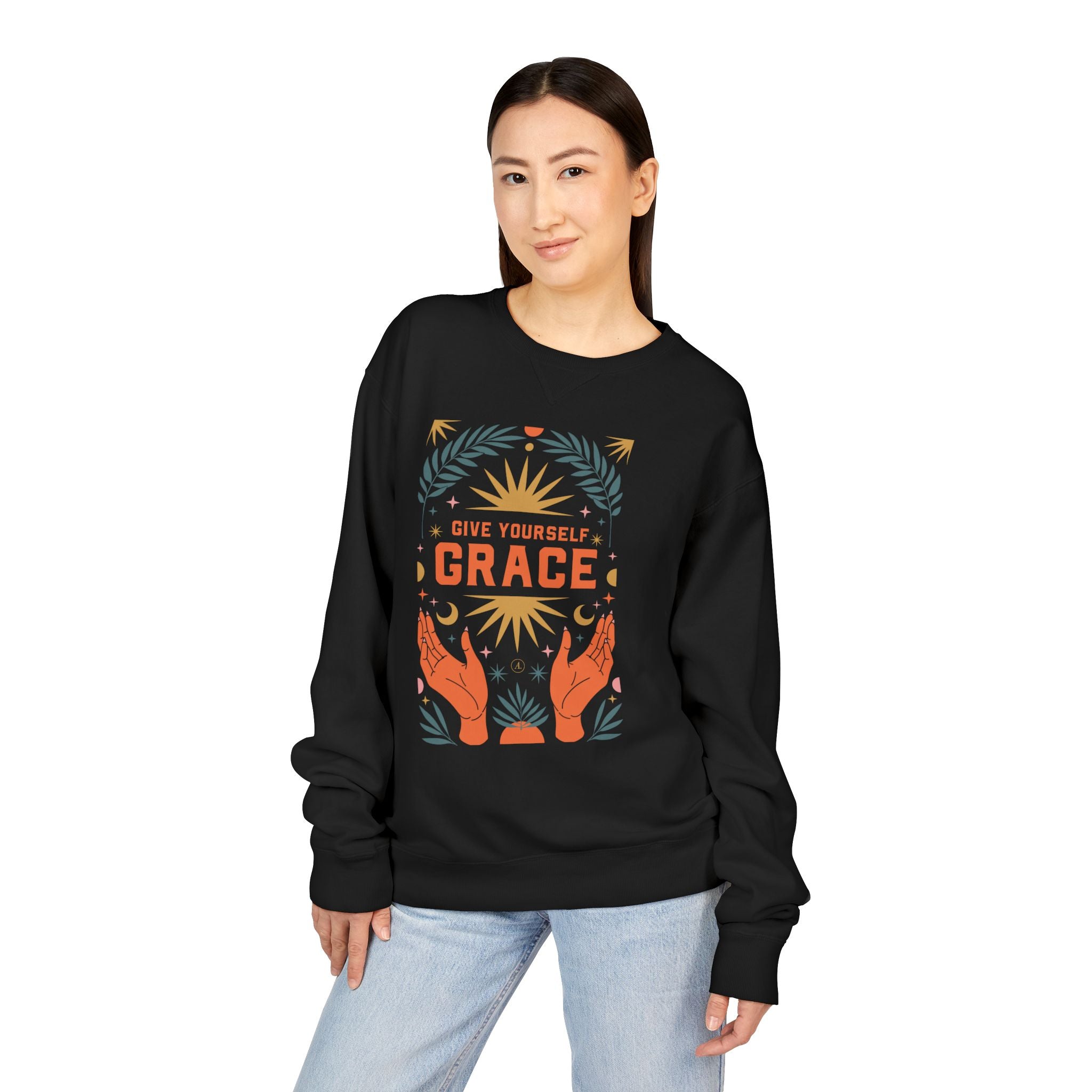 Grace Graphic Sweatshirt — Inspirational Hands & Sun Crewneck