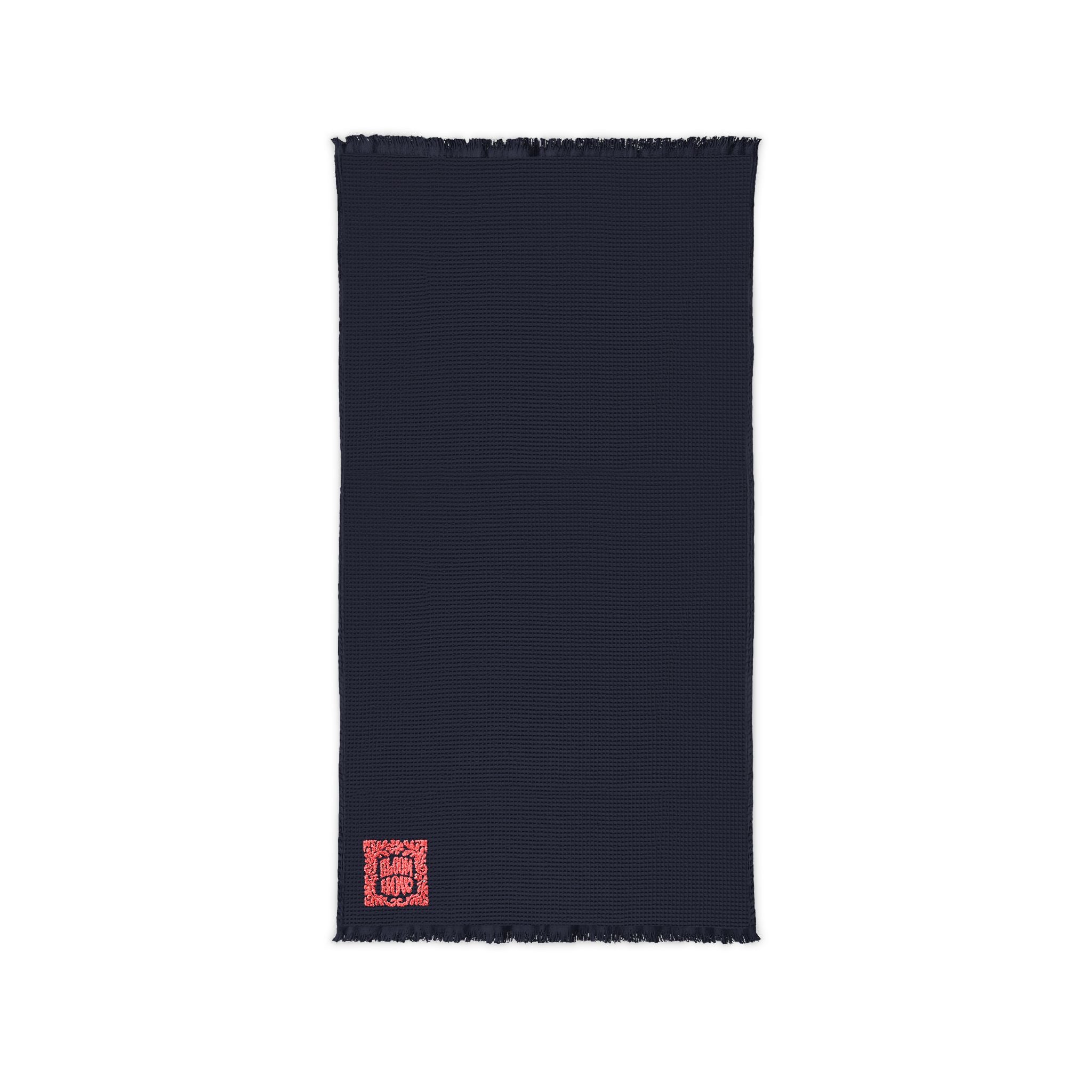 Embroidered Cotton Waffle Throw Blanket — Lightweight Cozy Fringe Throw