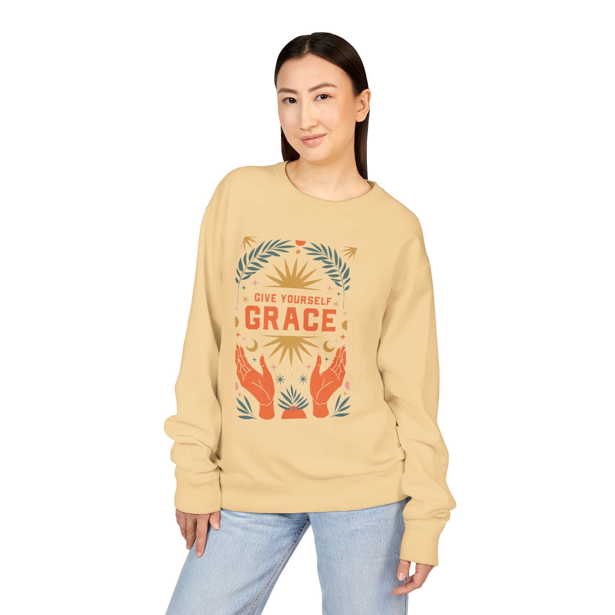 Grace Graphic Sweatshirt — Inspirational Hands & Sun Crewneck