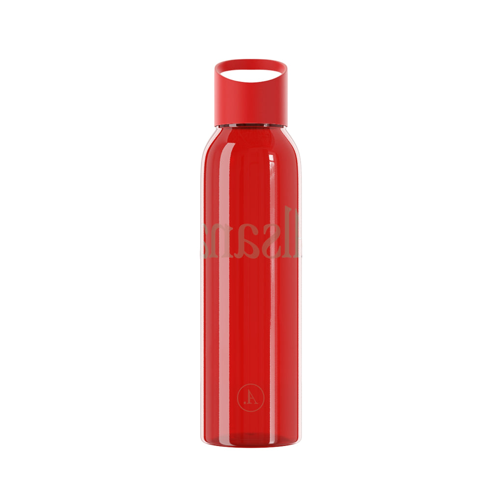 Sky Water Bottle — Minimal Clear Bottle with Subtle Script Accent