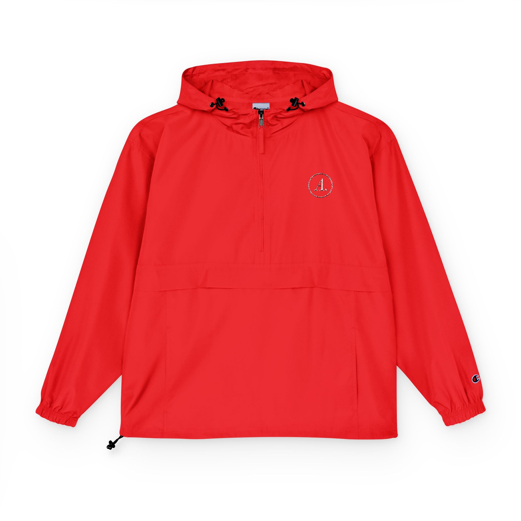 Packable Orange Anorak Jacket – Lightweight Hooded Windbreaker with Subtle Chest Logo