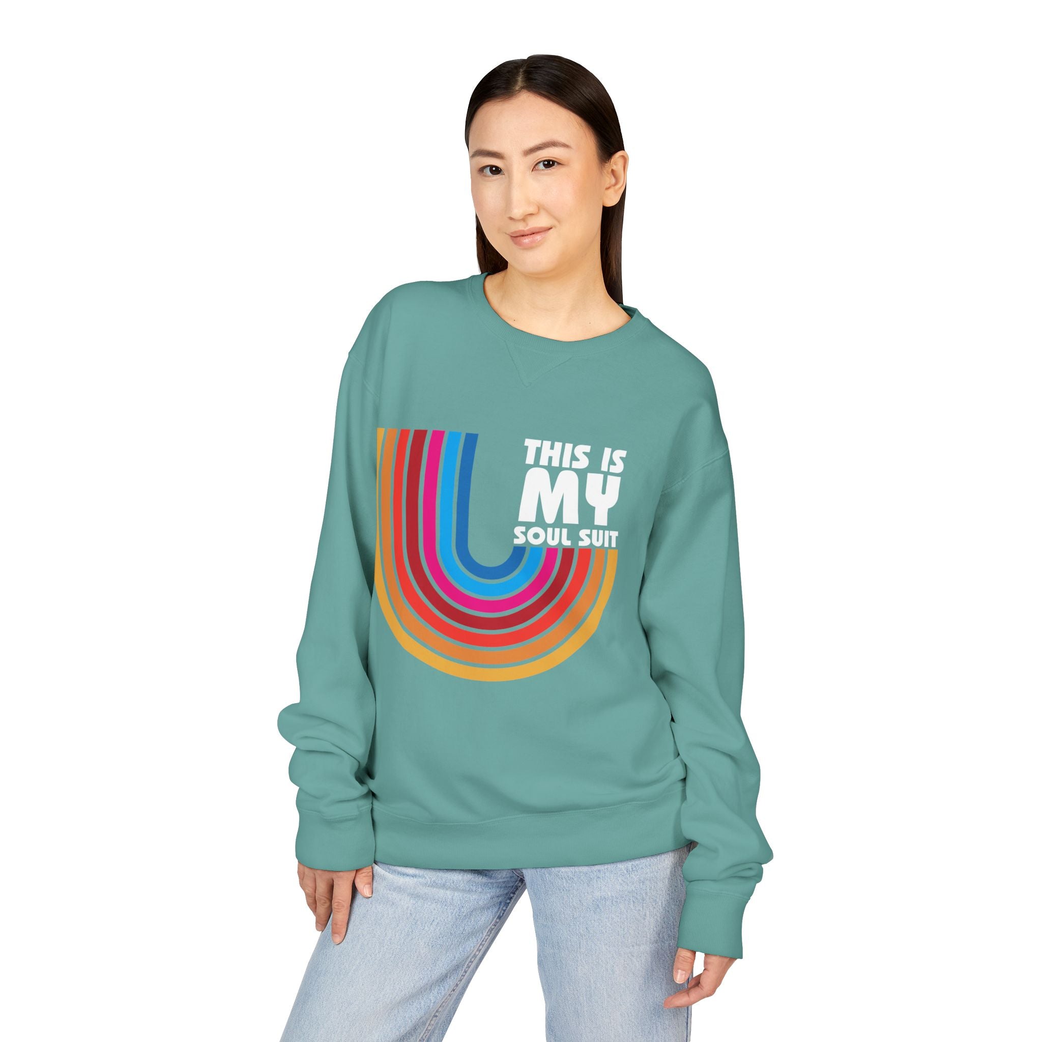 Soul Suit Sweatshirt – Retro Rainbow Crewneck ("This Is My Soul Suit")