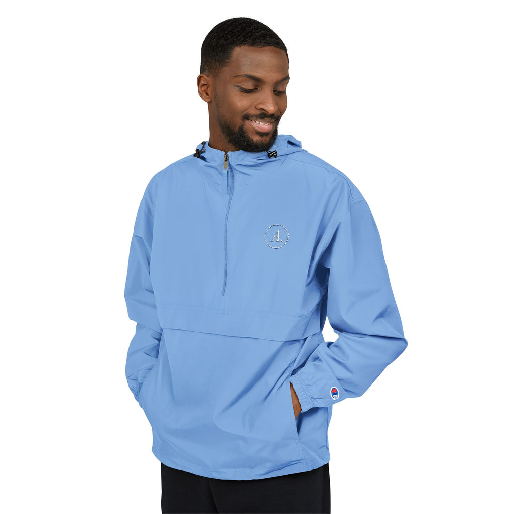 Packable Orange Anorak Jacket – Lightweight Hooded Windbreaker with Subtle Chest Logo