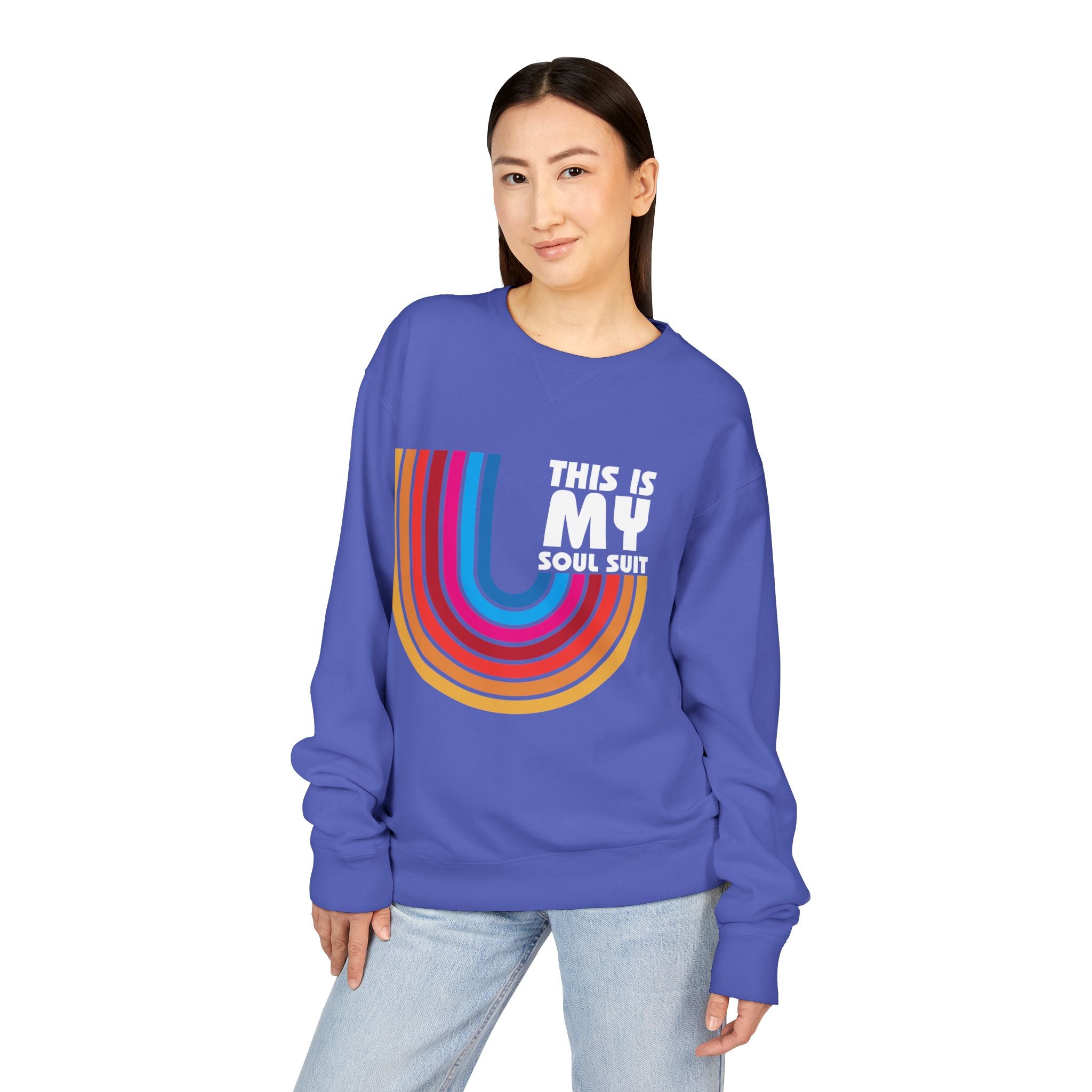 Soul Suit Sweatshirt – Retro Rainbow Crewneck ("This Is My Soul Suit")