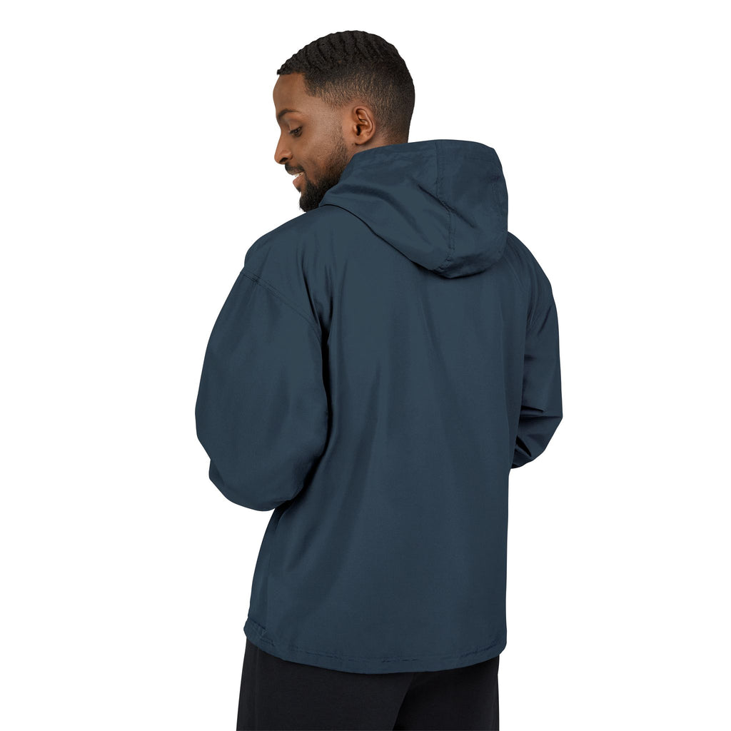 Packable Orange Anorak Jacket – Lightweight Hooded Windbreaker with Subtle Chest Logo