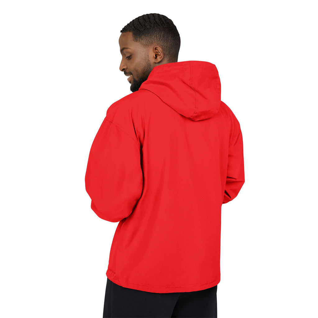 Packable Orange Anorak Jacket – Lightweight Hooded Windbreaker with Subtle Chest Logo