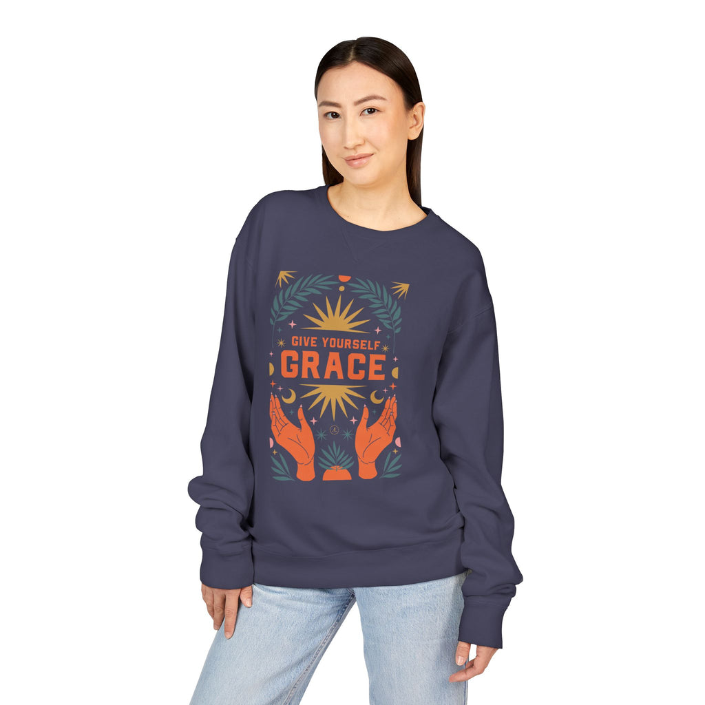 Grace Graphic Sweatshirt — Inspirational Hands & Sun Crewneck
