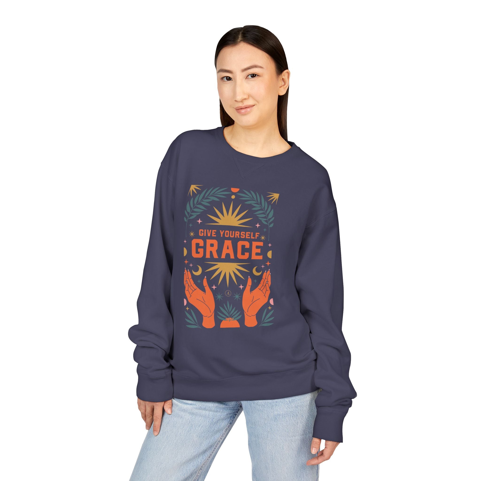 Grace Graphic Sweatshirt — Inspirational Hands & Sun Crewneck