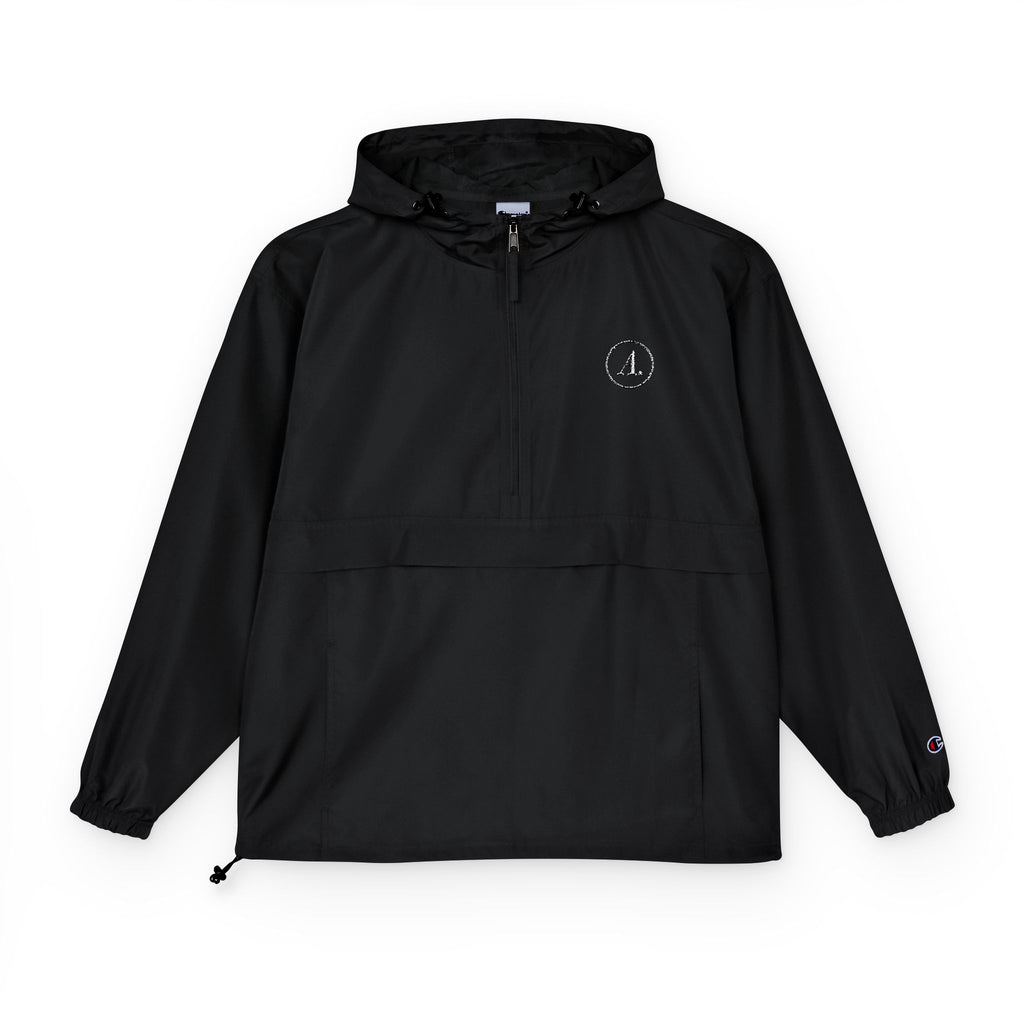 Packable Orange Anorak Jacket – Lightweight Hooded Windbreaker with Subtle Chest Logo