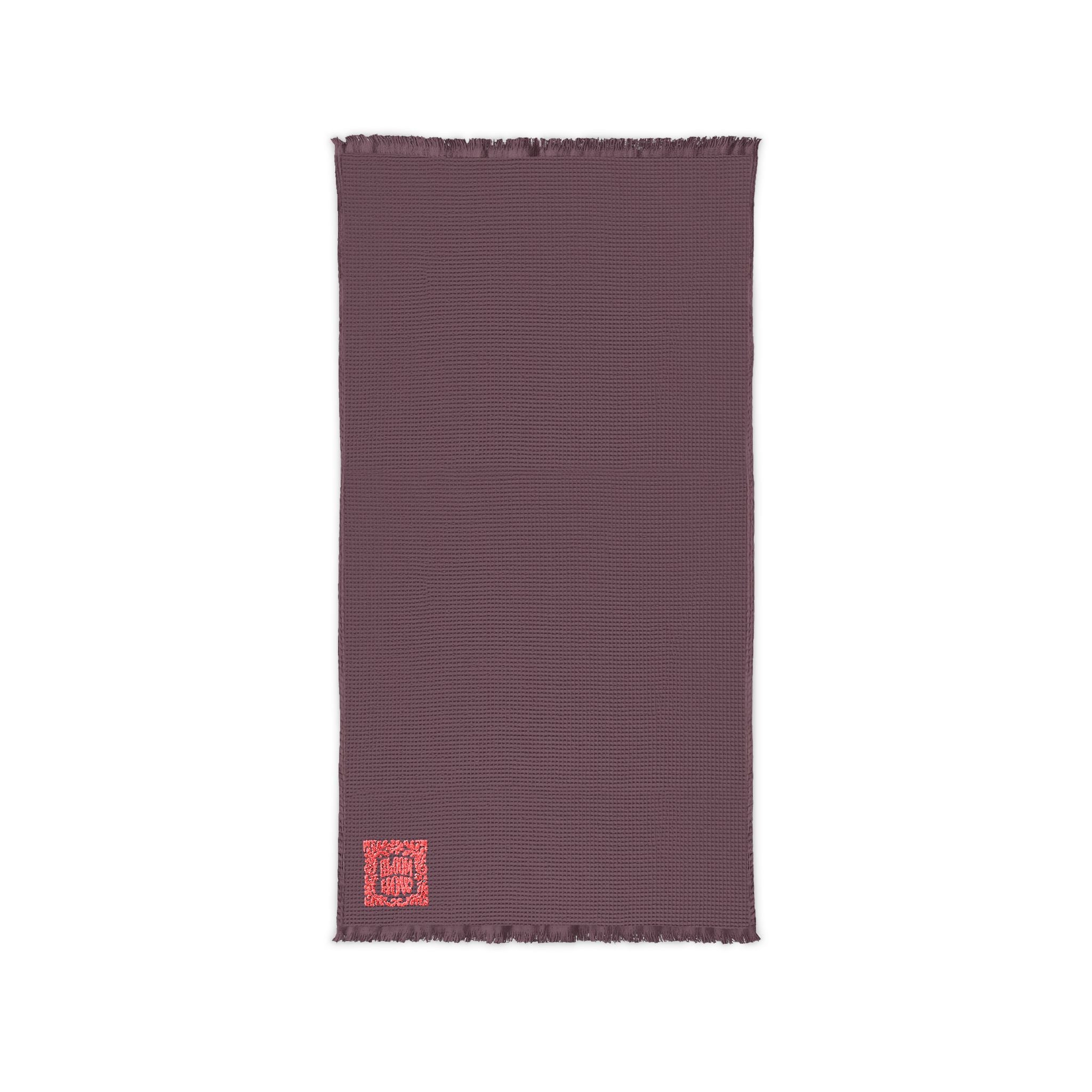 Embroidered Cotton Waffle Throw Blanket — Lightweight Cozy Fringe Throw