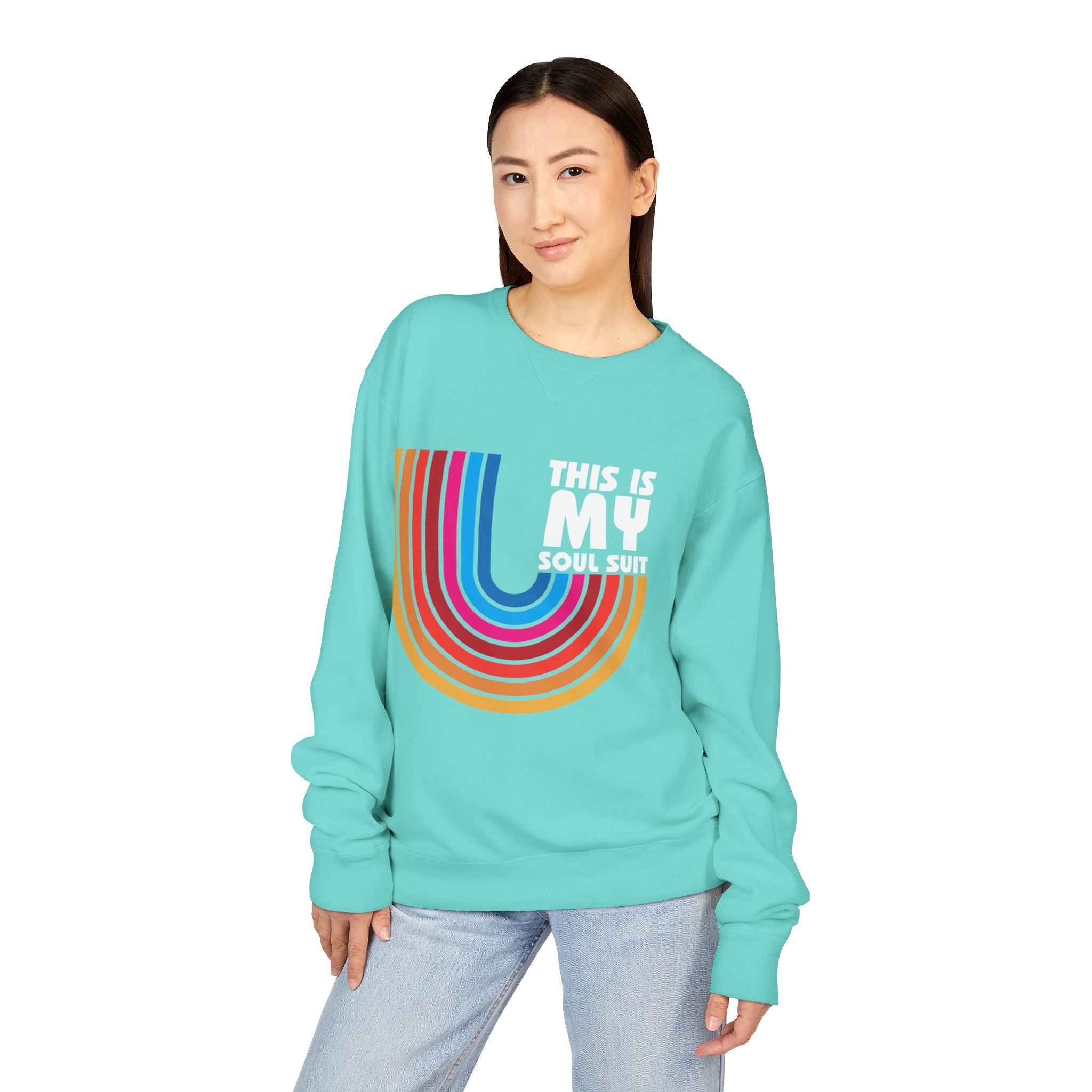 Soul Suit Sweatshirt – Retro Rainbow Crewneck ("This Is My Soul Suit")