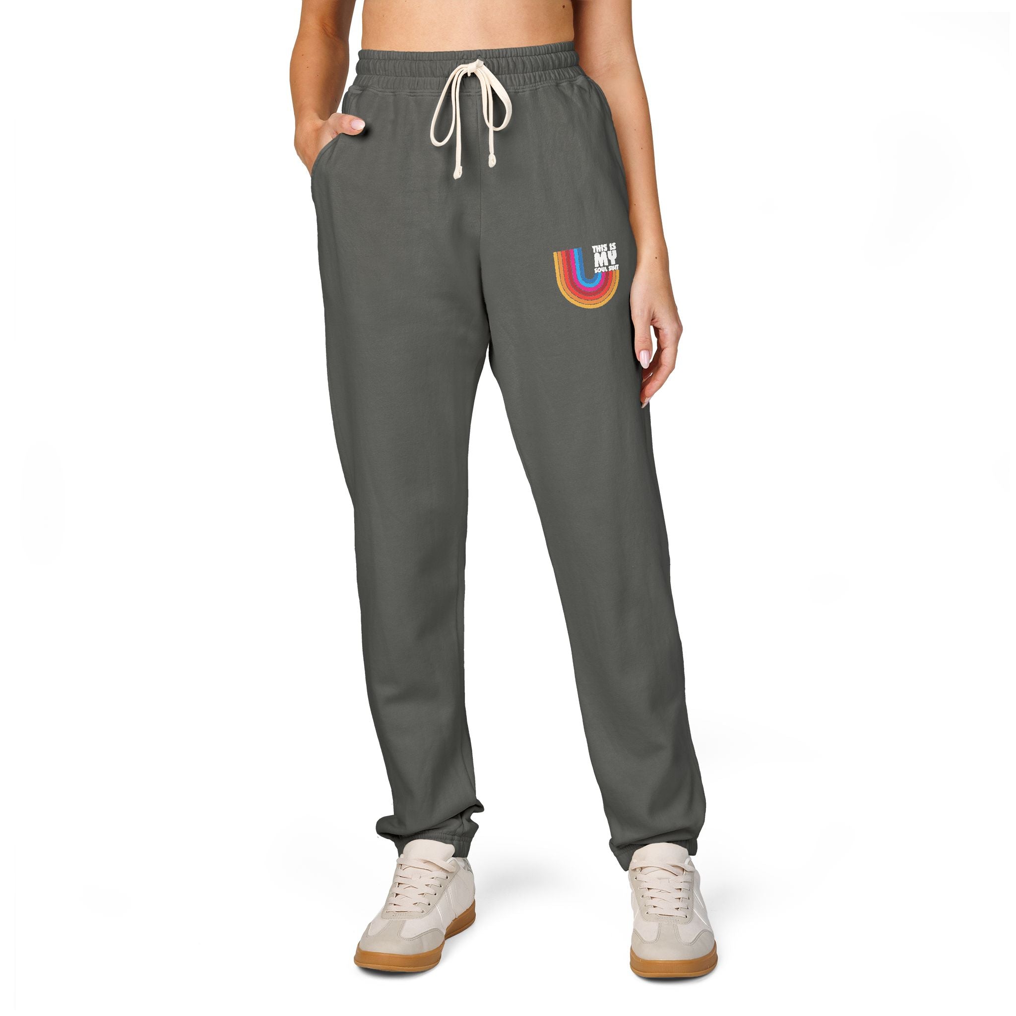 Retro Rainbow Pocket Sweatpants — Cozy Garment-Dyed Joggers