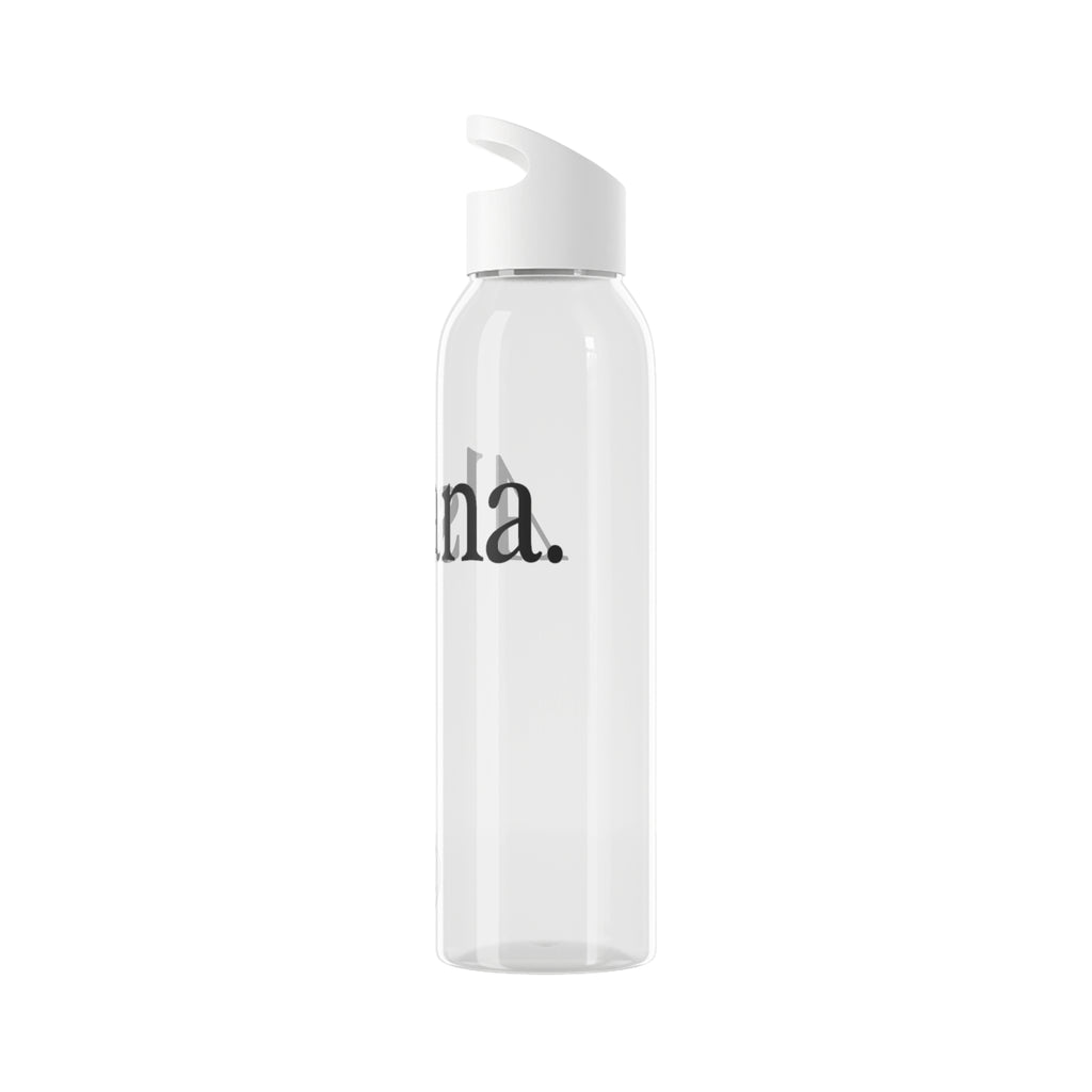 Sky Water Bottle — Minimal Clear Bottle with Subtle Script Accent