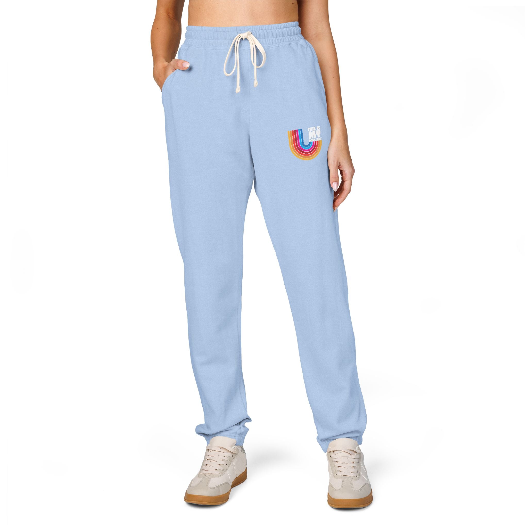 Retro Rainbow Pocket Sweatpants — Cozy Garment-Dyed Joggers