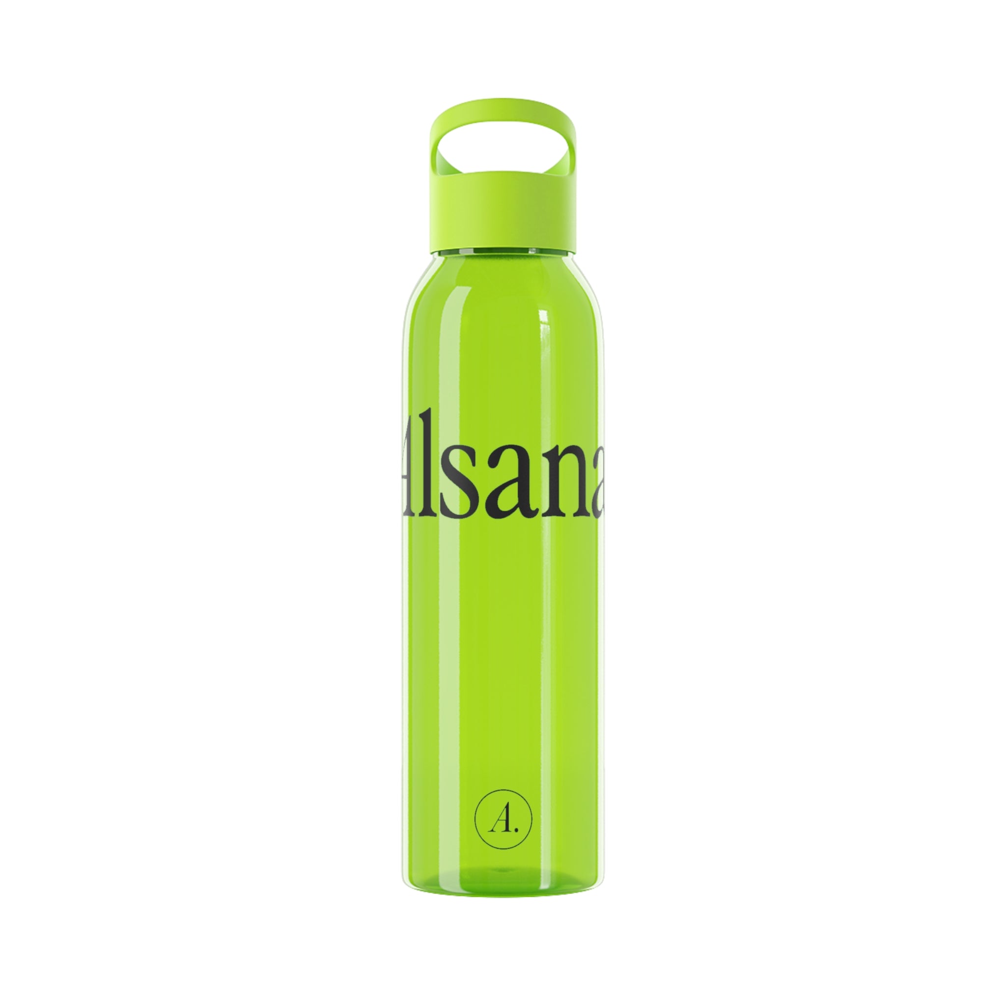 Sky Water Bottle — Minimal Clear Bottle with Subtle Script Accent