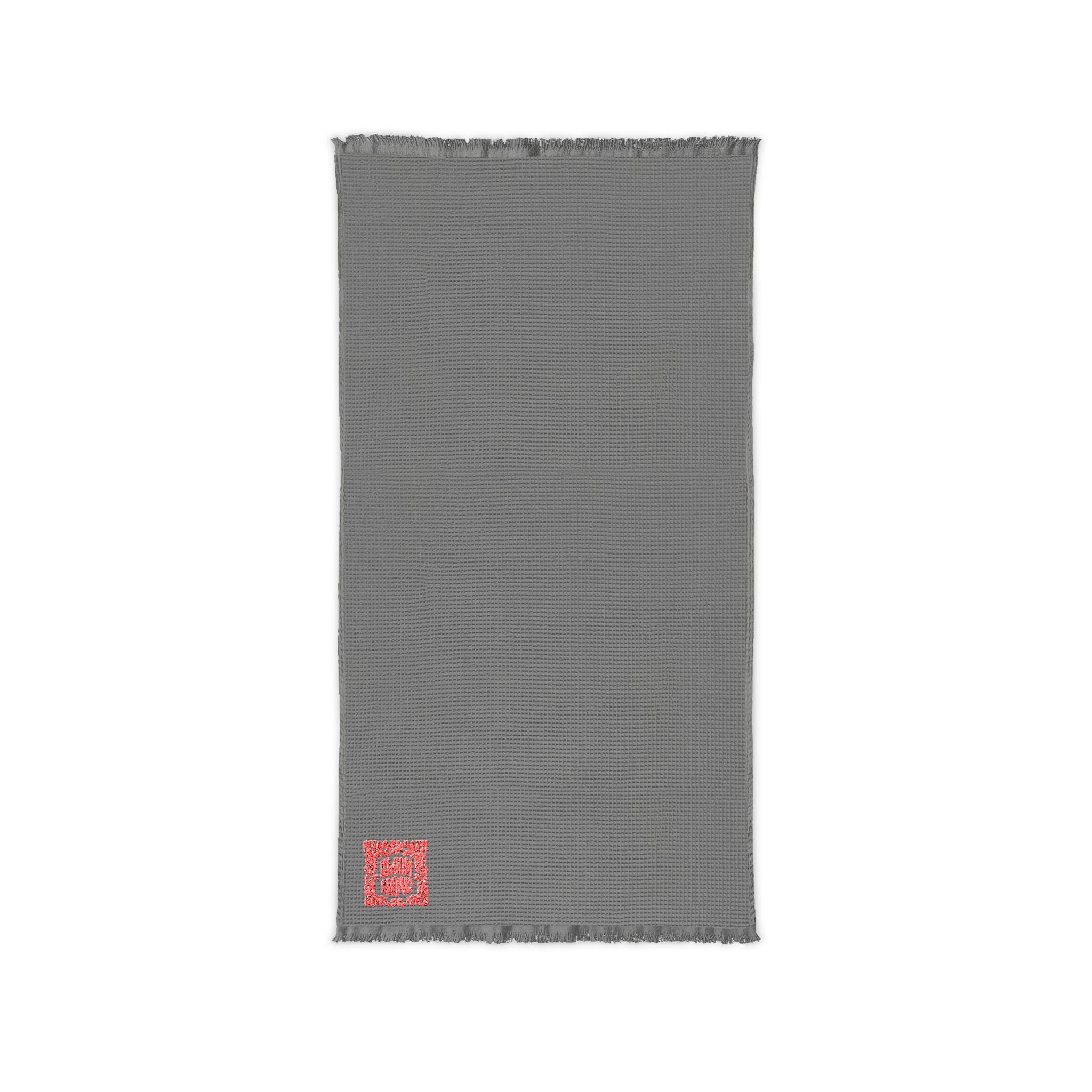 Embroidered Cotton Waffle Throw Blanket — Lightweight Cozy Fringe Throw