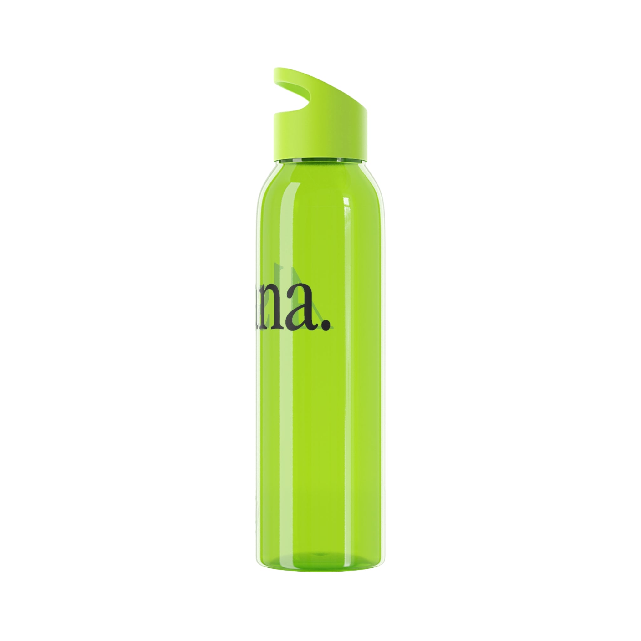 Sky Water Bottle — Minimal Clear Bottle with Subtle Script Accent