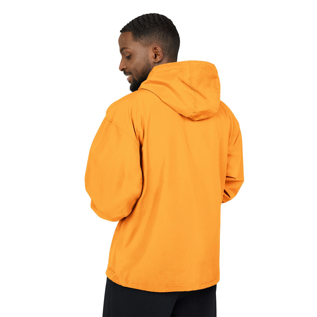 Packable Orange Anorak Jacket – Lightweight Hooded Windbreaker with Subtle Chest Logo