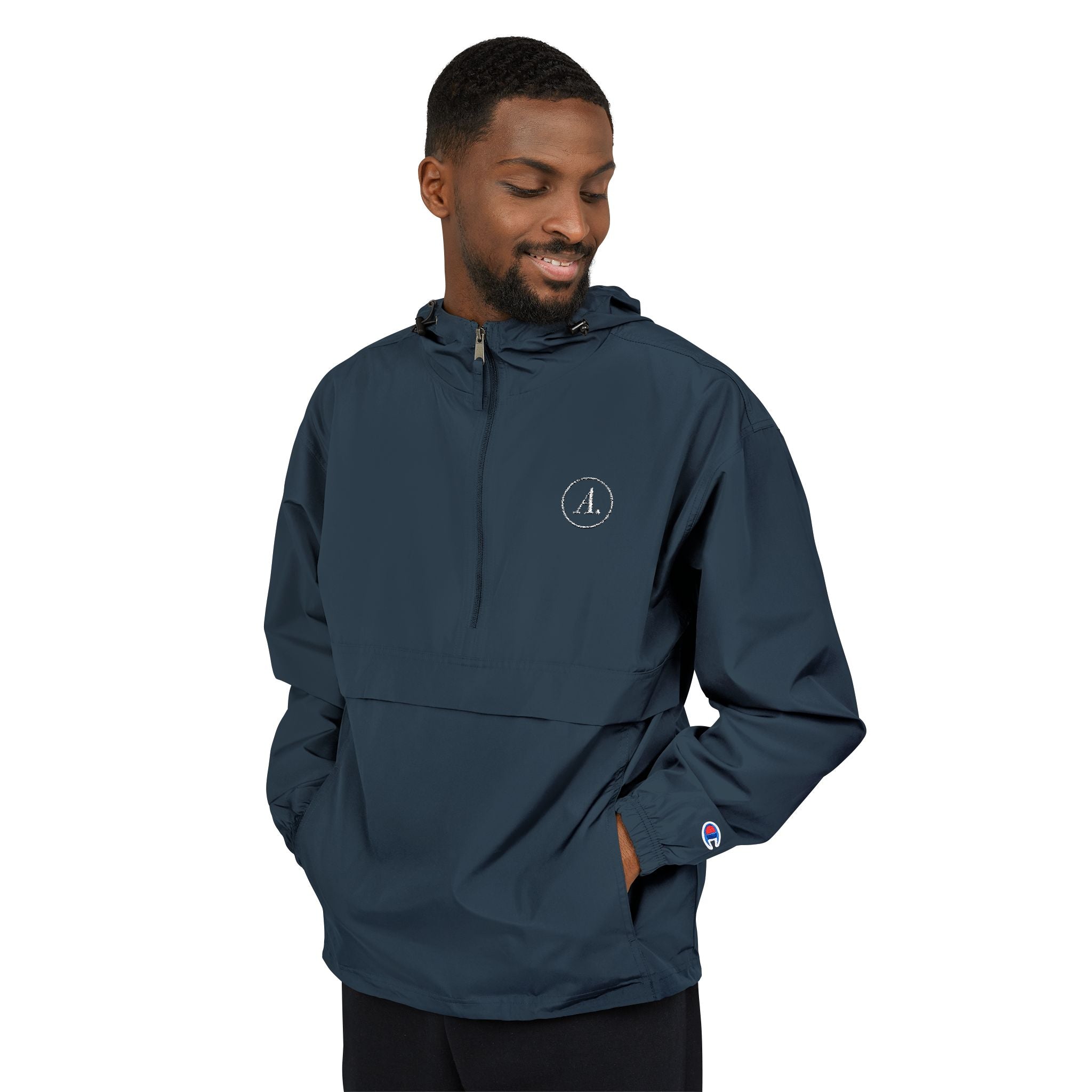 Packable Orange Anorak Jacket – Lightweight Hooded Windbreaker with Subtle Chest Logo