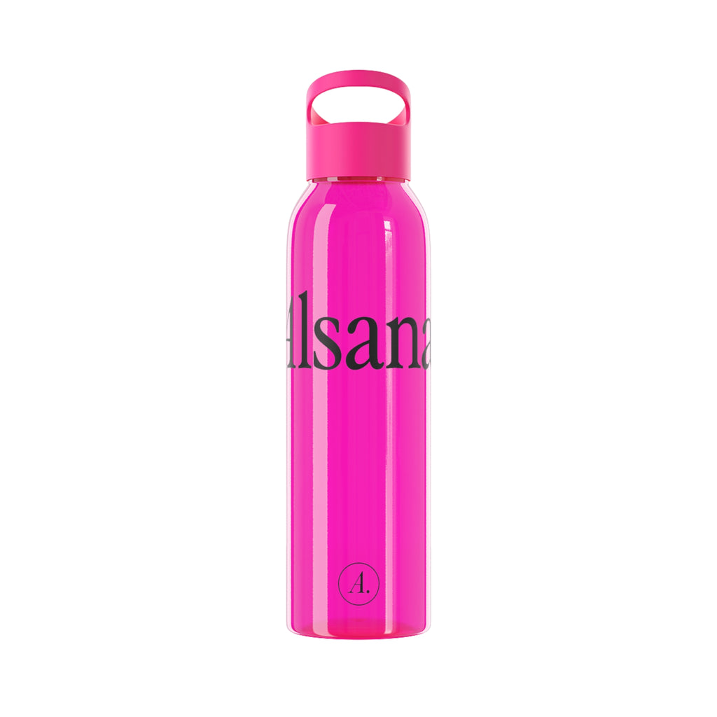 Sky Water Bottle — Minimal Clear Bottle with Subtle Script Accent