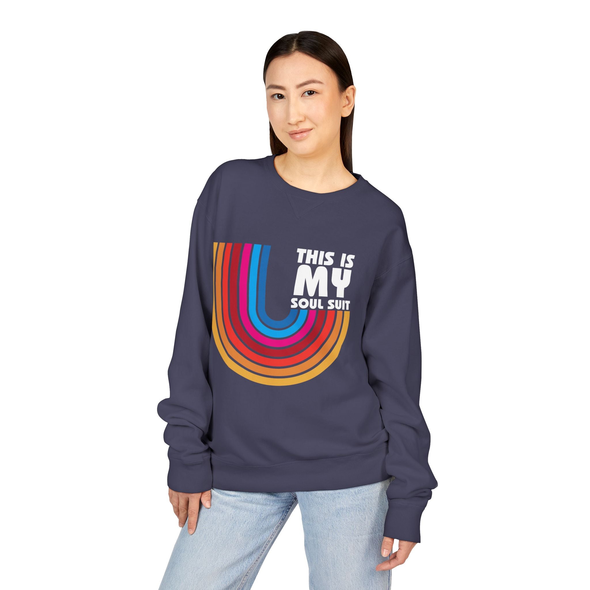 Soul Suit Sweatshirt – Retro Rainbow Crewneck ("This Is My Soul Suit")