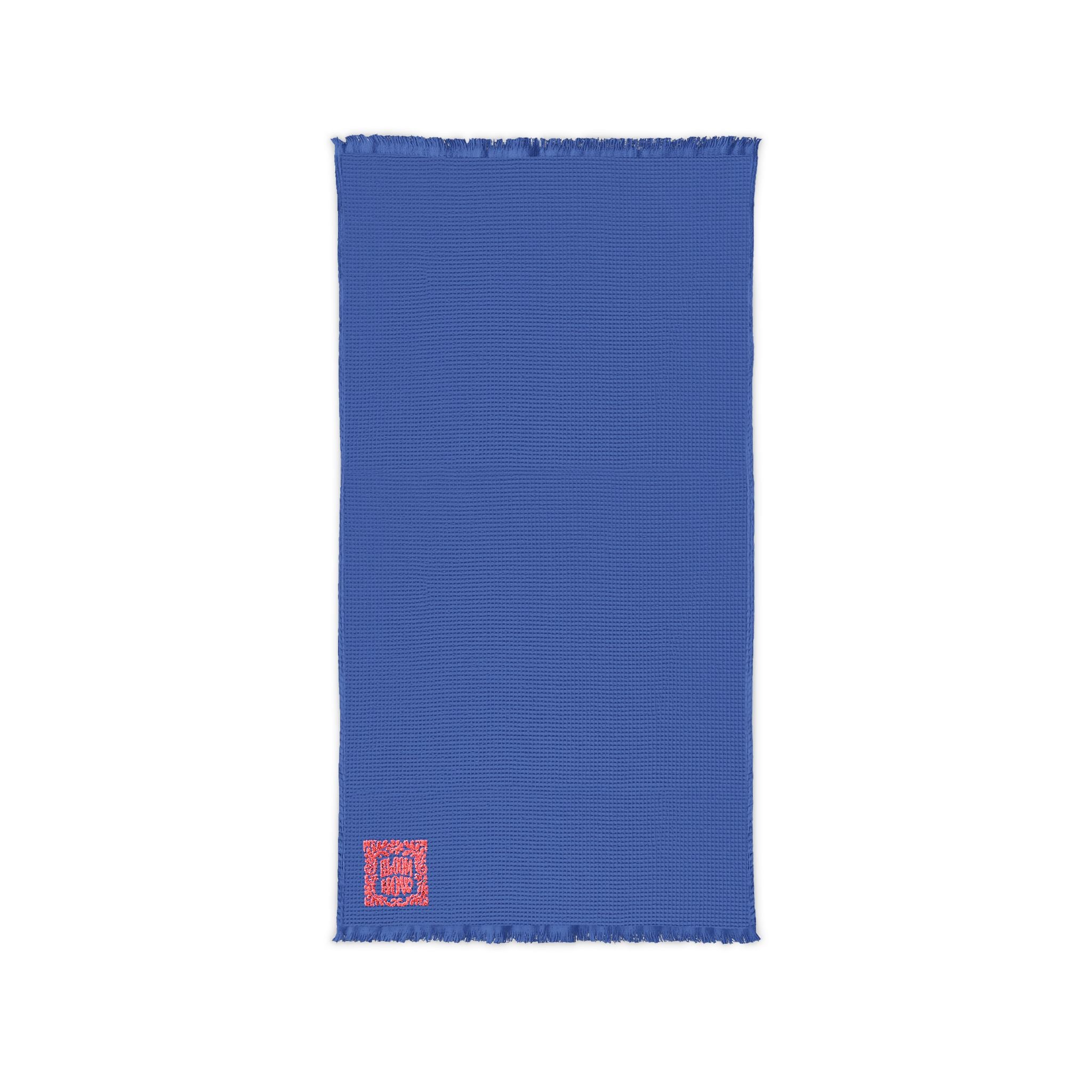 Embroidered Cotton Waffle Throw Blanket — Lightweight Cozy Fringe Throw