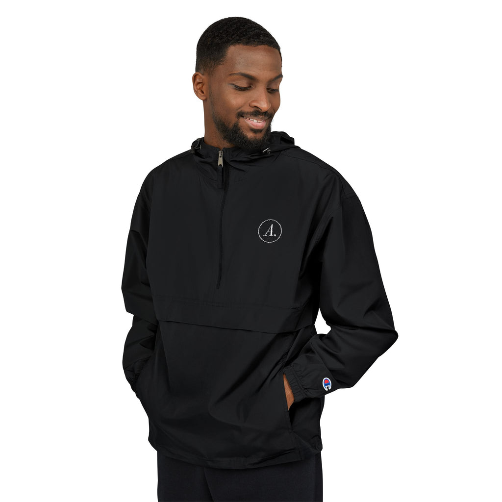 Packable Orange Anorak Jacket – Lightweight Hooded Windbreaker with Subtle Chest Logo
