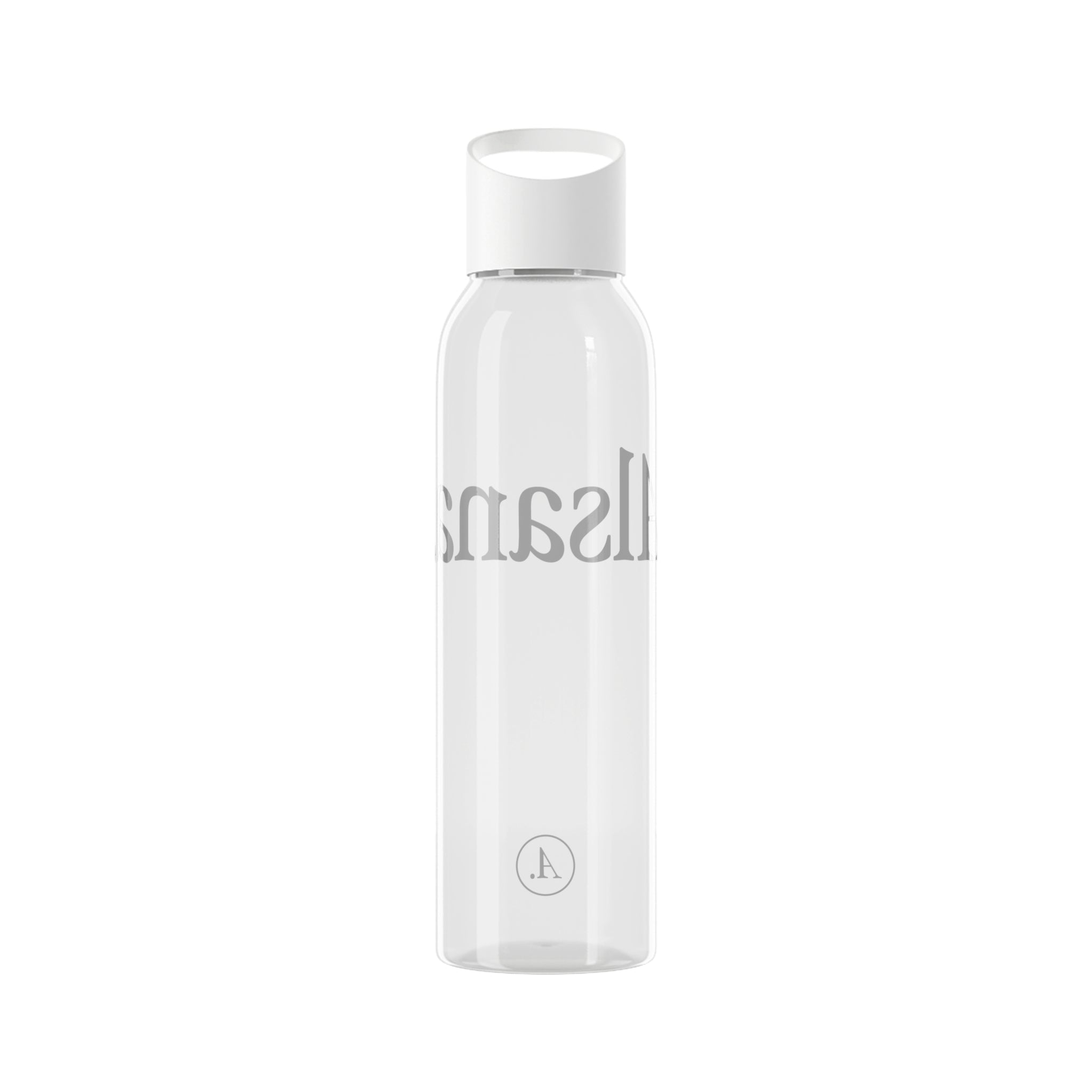 Sky Water Bottle — Minimal Clear Bottle with Subtle Script Accent