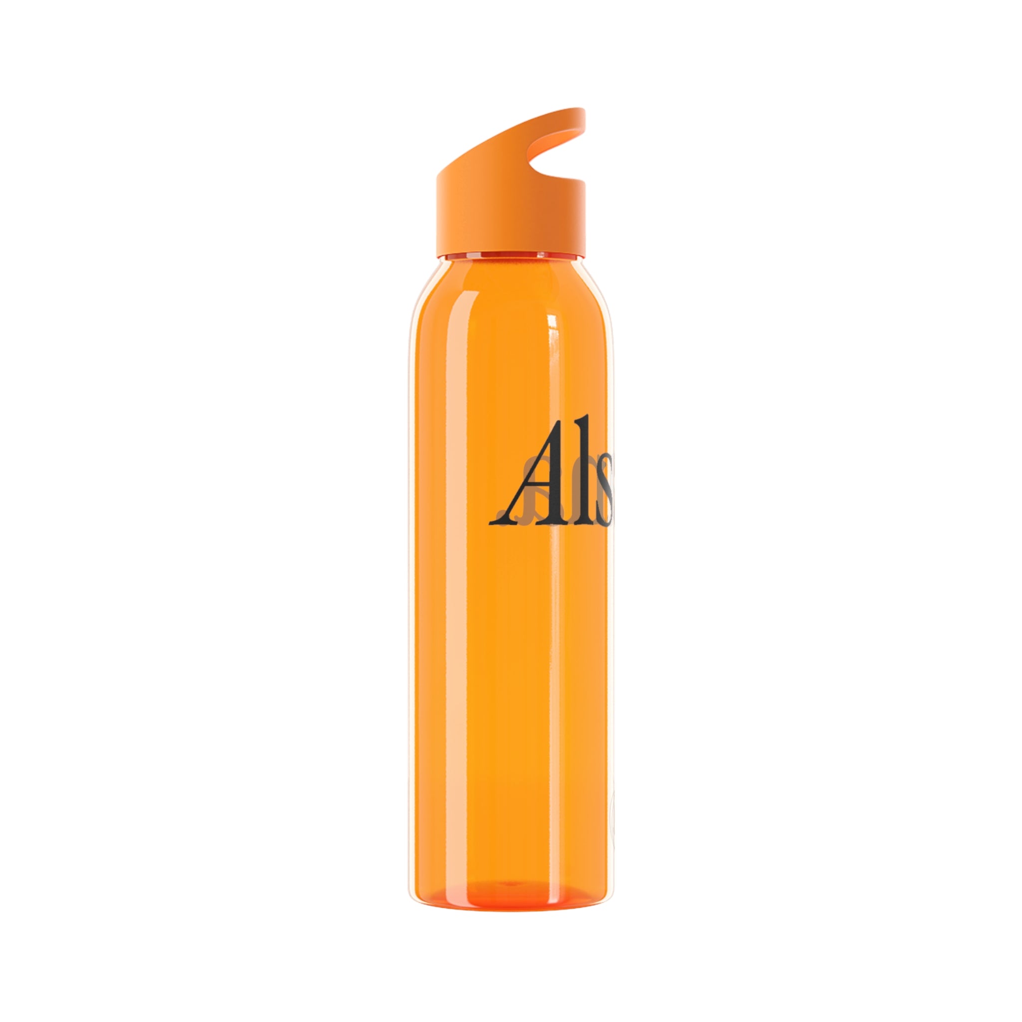 Sky Water Bottle — Minimal Clear Bottle with Subtle Script Accent