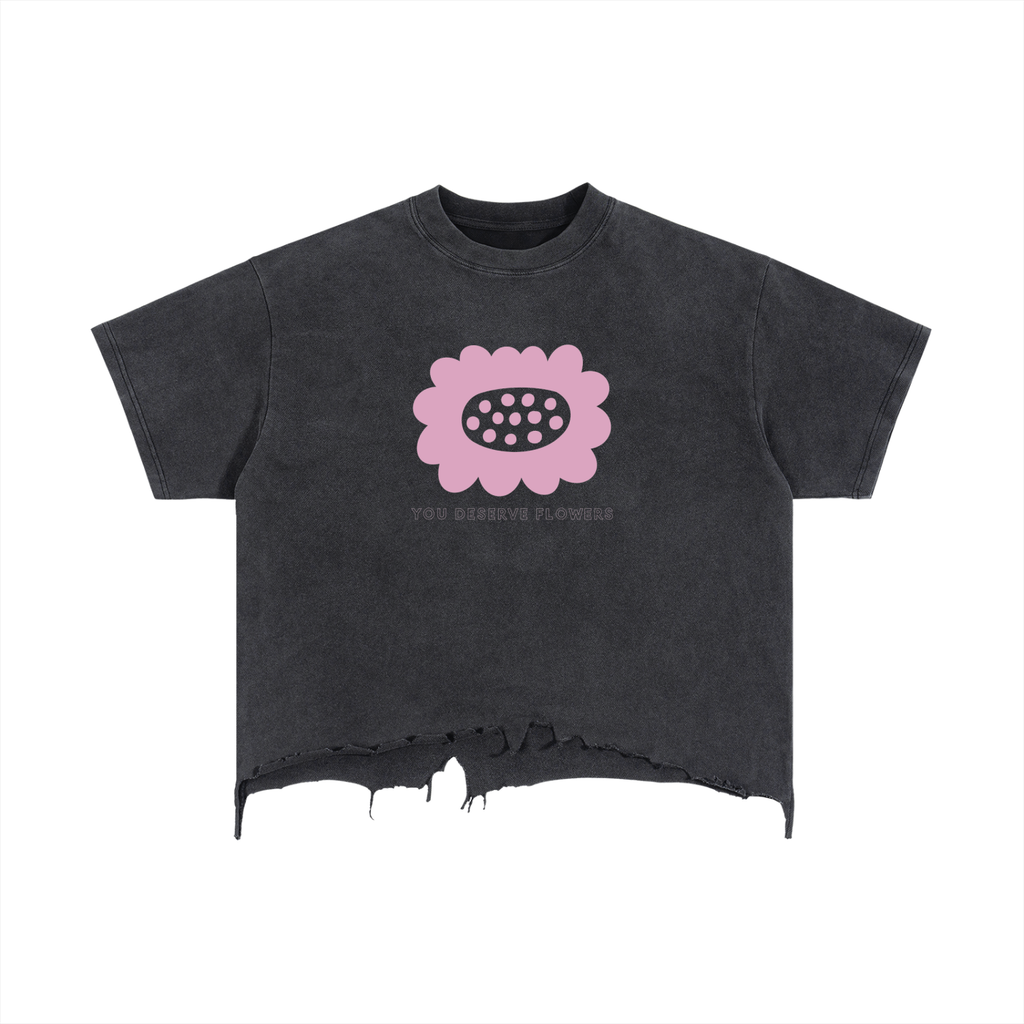 Vintage Wash Boxy Distressed Hem T-Shirt